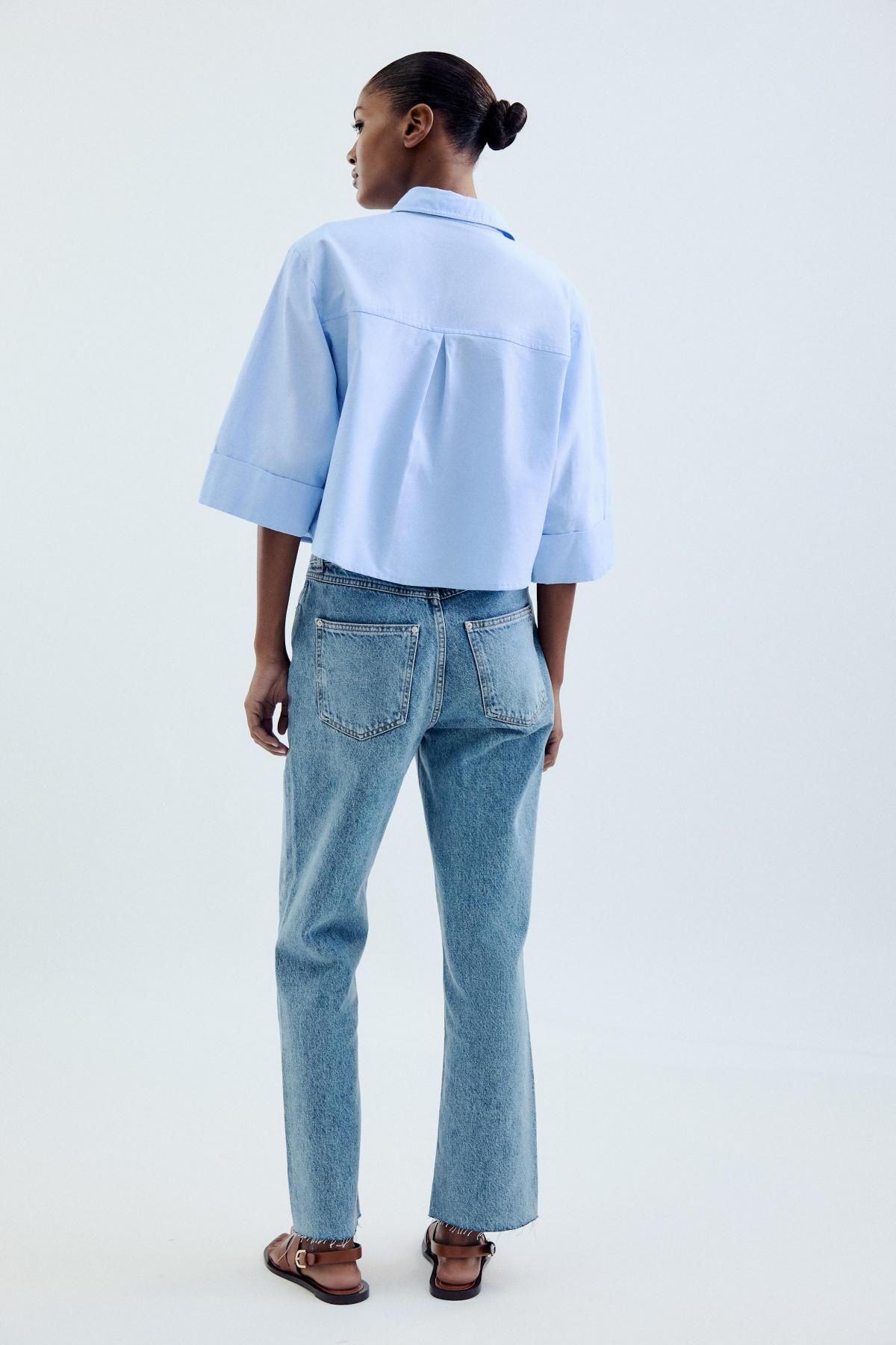 자라 테크니컬 오버핏 숏 옥스포드 셔츠 8112/867 LIGHT BLUE - 상세 이미지 5