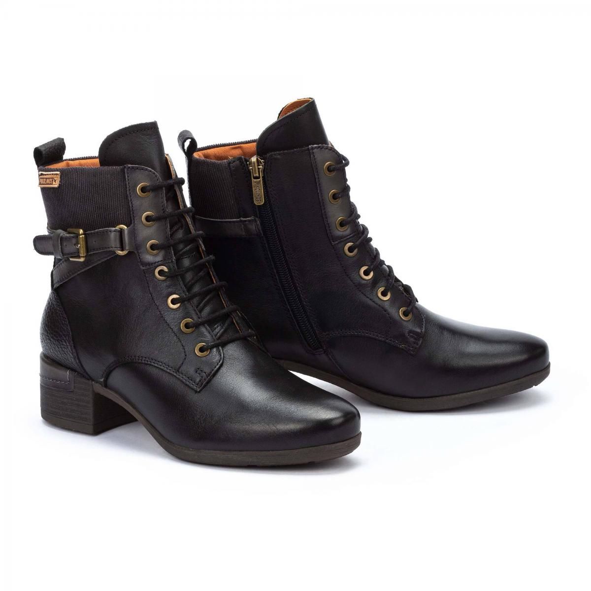 피콜리노스 프리미엄 레더 버클 레이스업 앵클부츠 MALAGA W6W-8953C1 BLACK 이미지 6