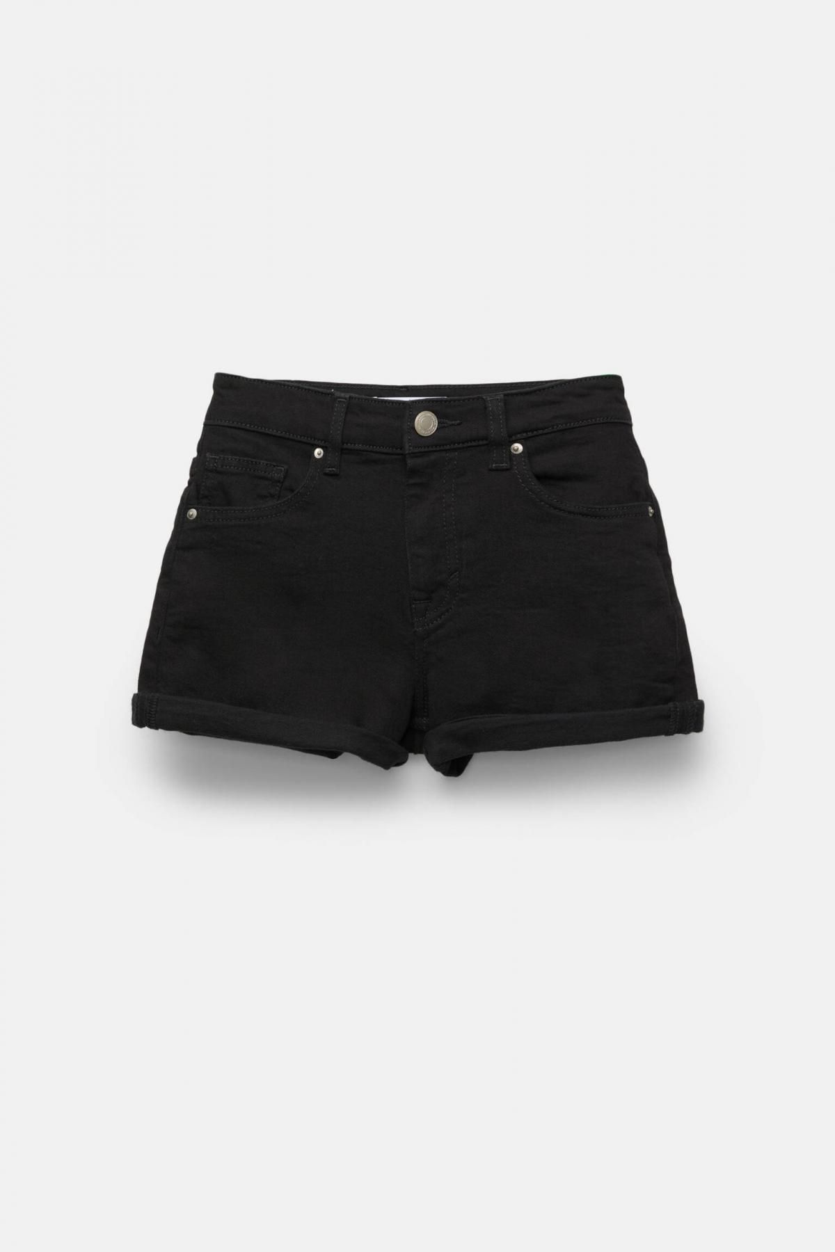 풀앤베어 블랙 데님 하이웨스트 숏팬츠 7697/300 BLACK - 상품 이미지