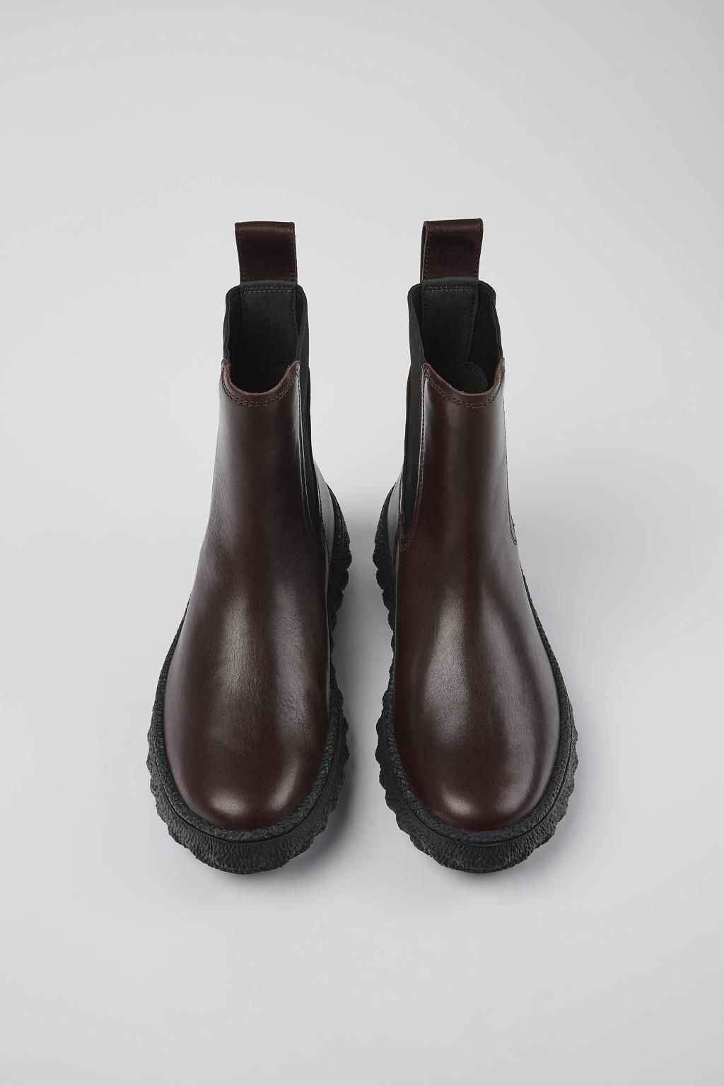 캠퍼 테크니컬 버건디 레더 앵클부츠 Ground K400654-005 BURGUNDY - 상세 이미지 4