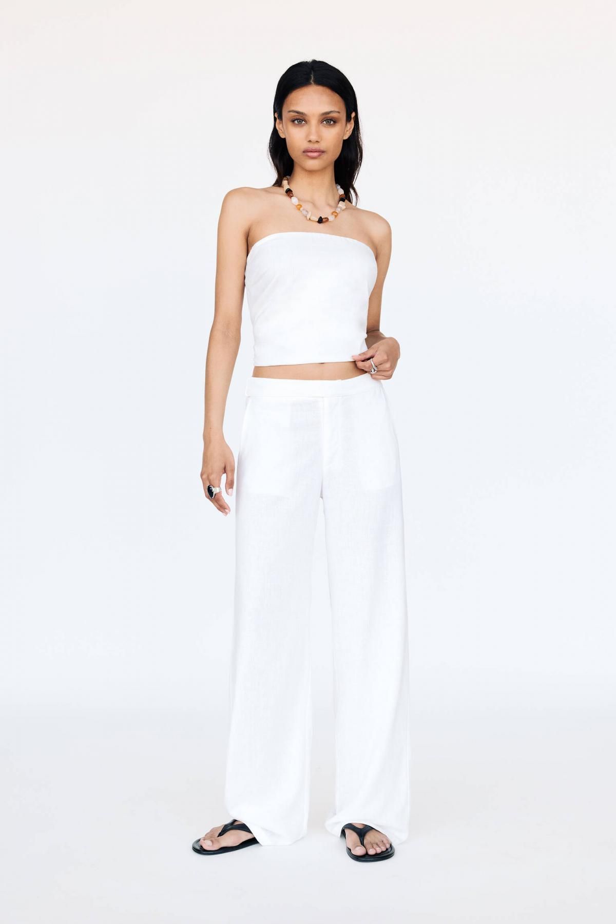 풀앤베어 내추럴 린넨 혼방 크로스웨이스트 스트레이트 팬츠 7675/311 WHITE - 상세 이미지 3