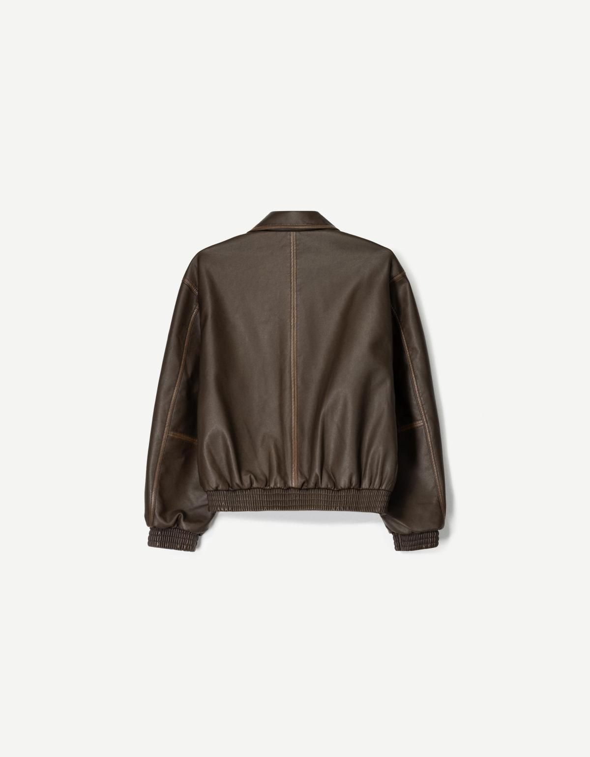 버쉬카 페이크 레더 오버사이즈 재킷 1524/718 BROWN - 상세 이미지 5