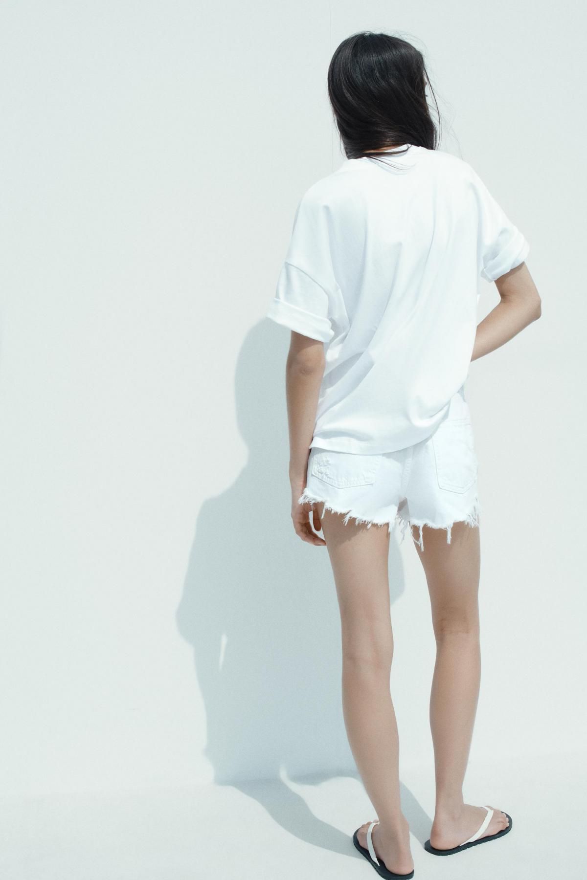 자라 오버사이즈 레터링 라운드넥 반팔 티셔츠 0264/801 WHITE - 상세 이미지 5