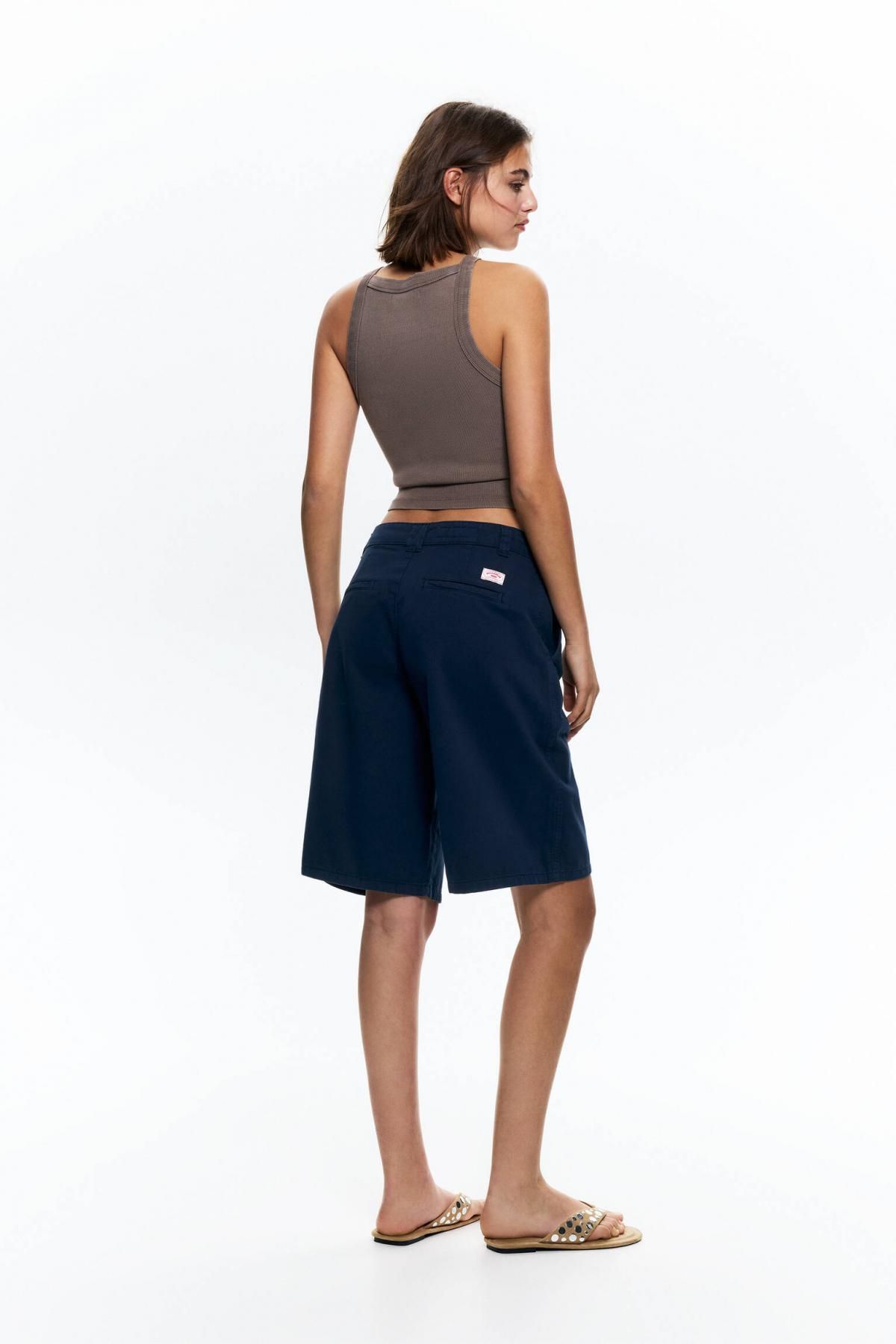 풀앤베어 코튼 베이직 치노 버뮤다 반바지 7696/323 NAVY - 상세 이미지 4