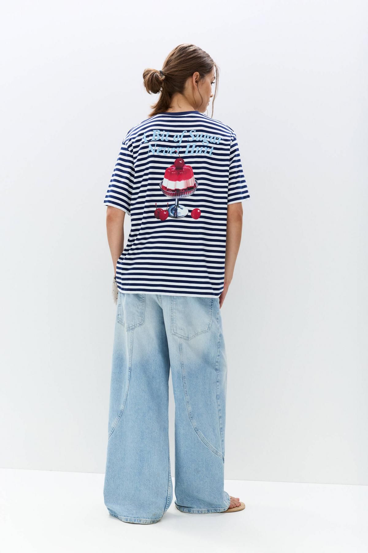 풀앤베어 스트라이프 캐주얼 체리 반팔 티셔츠 7151/325 STRIPED - 상세 이미지 4