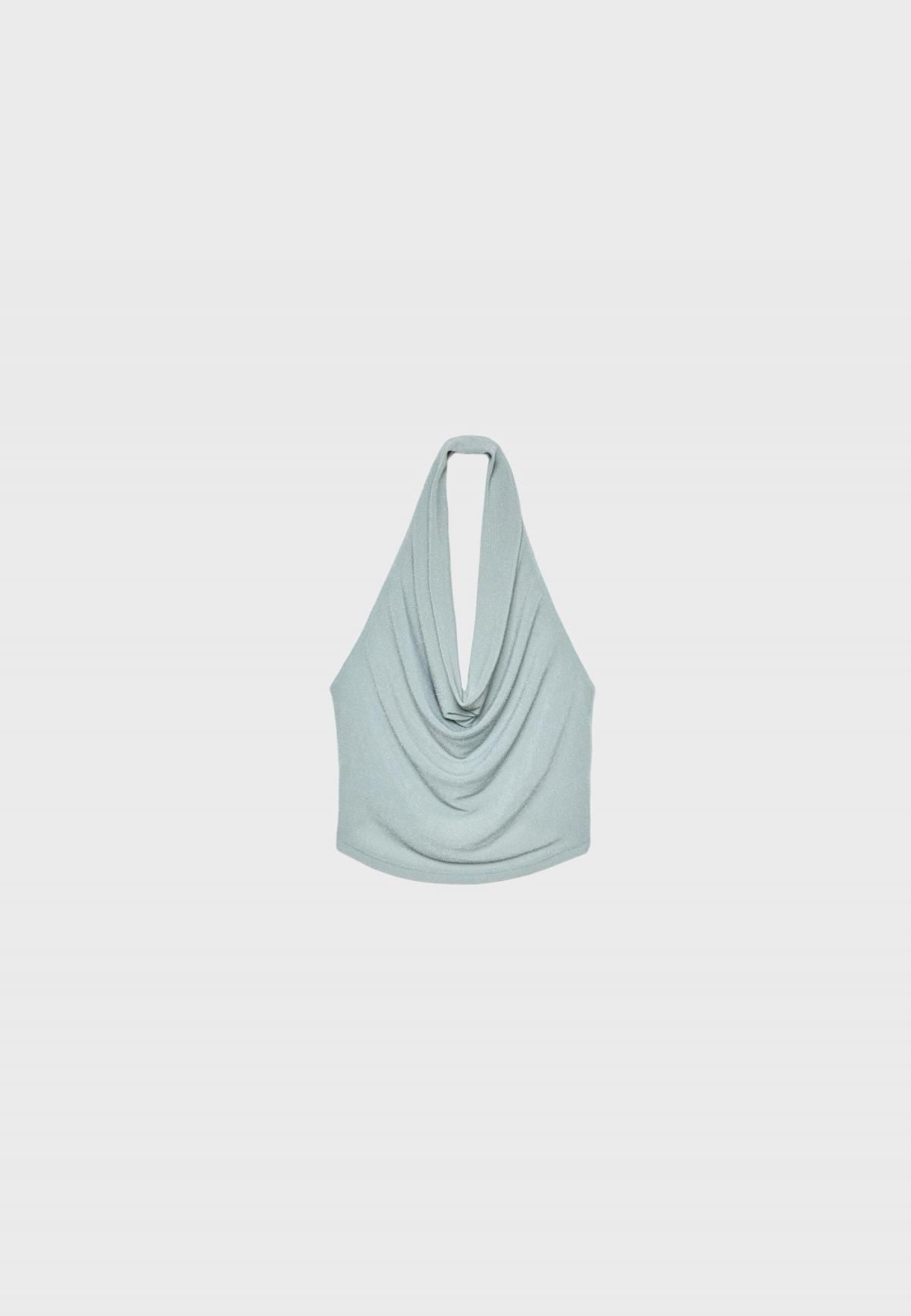 스트라디바리우스 샤이니 드레이프 홀터넥 민소매 탑 2597/639 AQUAMARINE - 메인 이미지