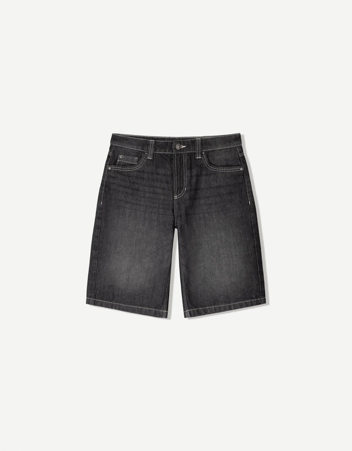 버쉬카 배기 데님 쇼츠 3193/335 BLACK - 상품 이미지
