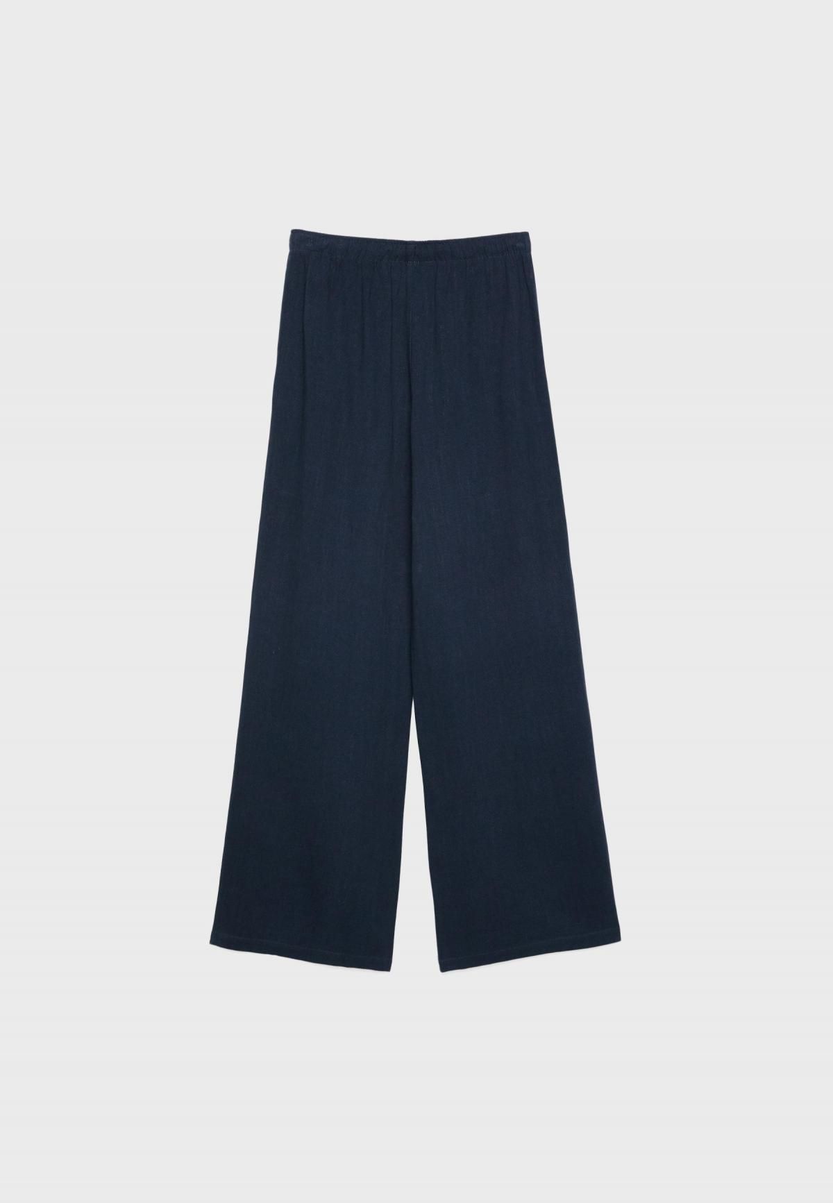 스트라디바리우스 와이드 린넨 블렌드 스트레이트 팬츠 1235/331 DARK BLUE - 상세 이미지 3