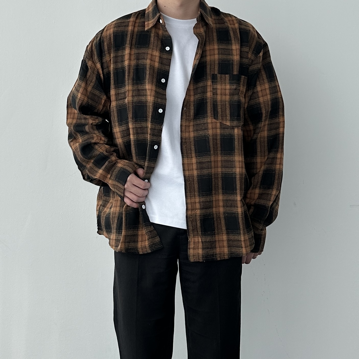 남자체크셔츠 남성코튼셔츠 남자오버핏남방 이미지 6