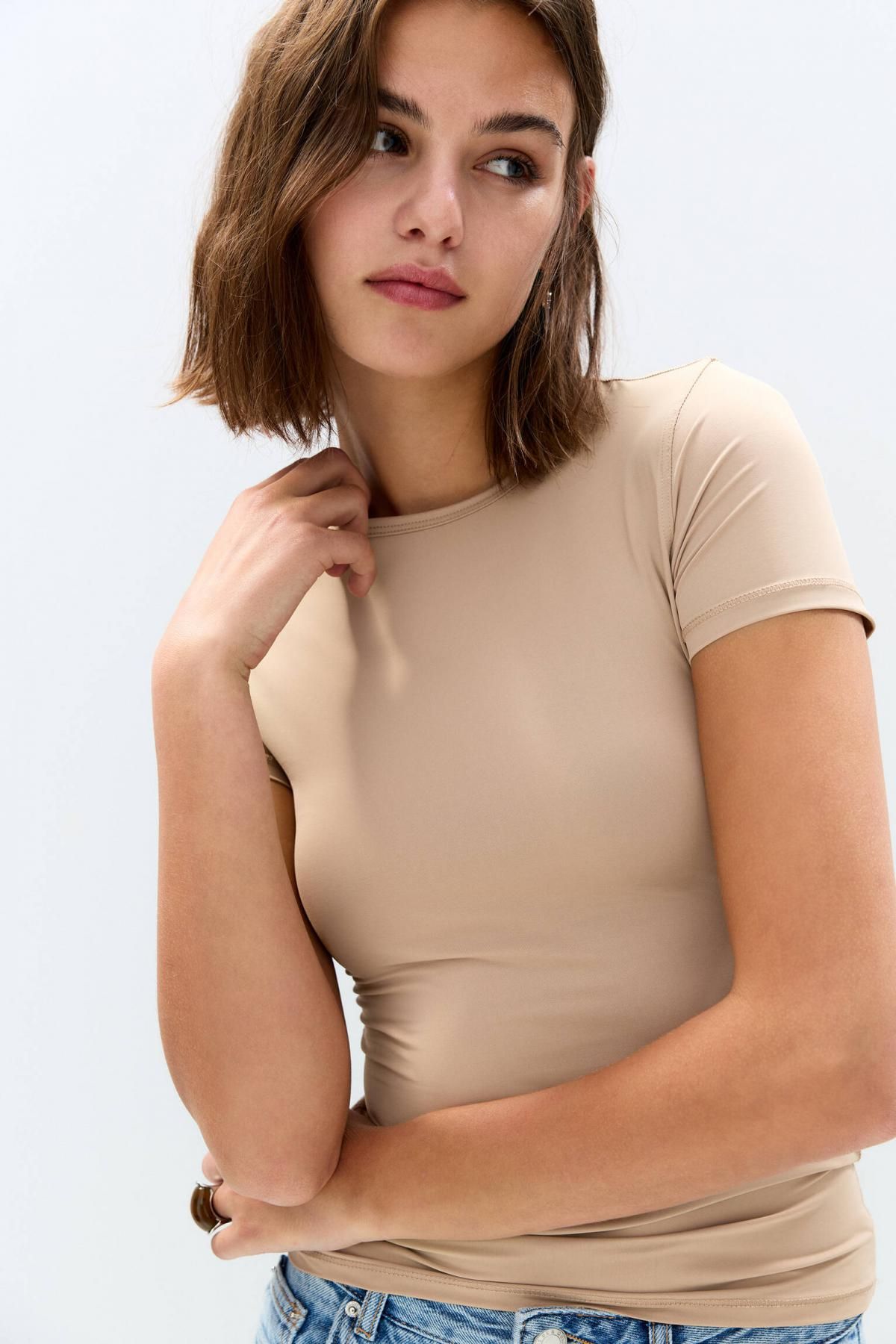 풀앤베어 베이직 폴리아미드 반팔 티셔츠 3245/313 BEIGE - 상세 이미지 5