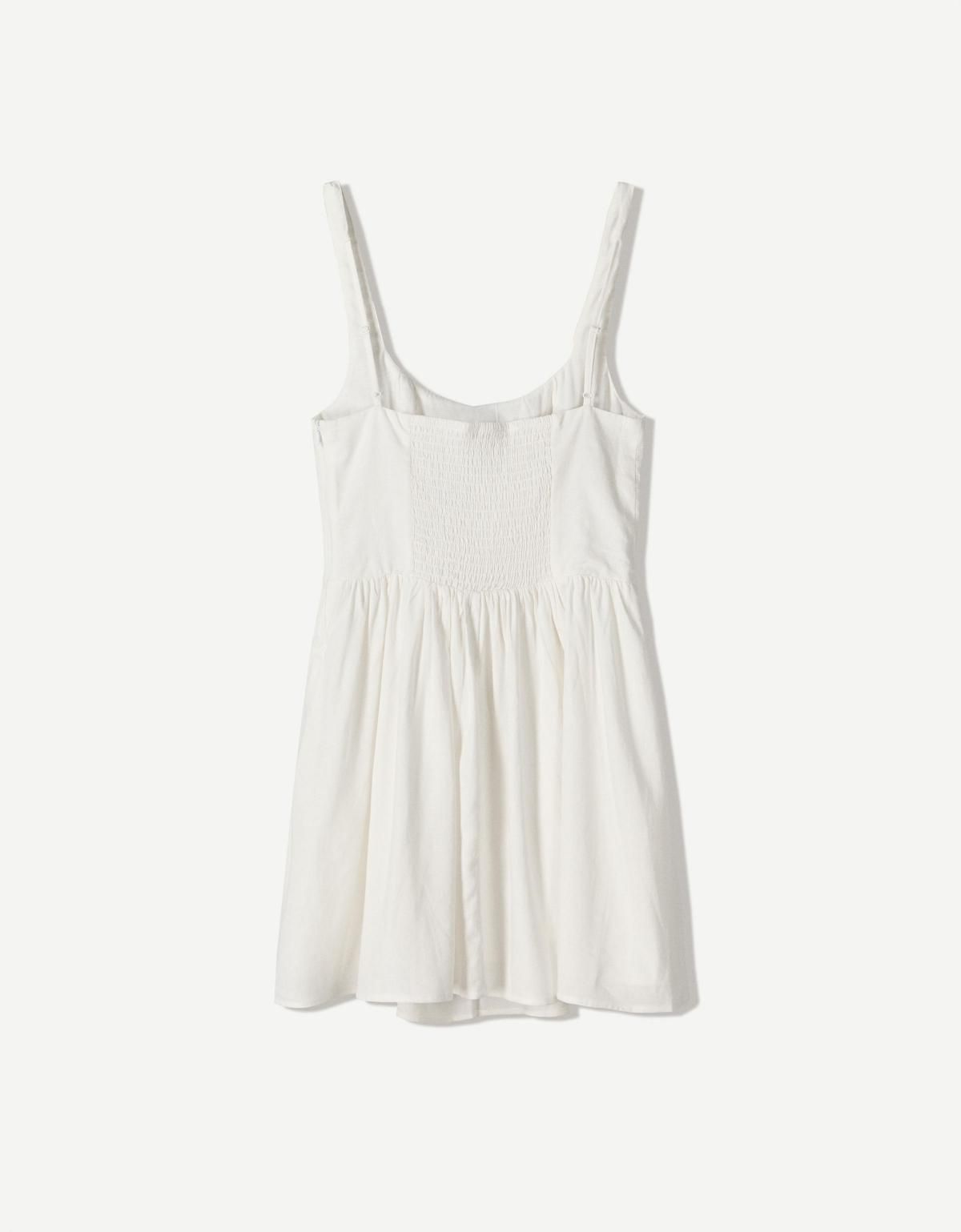 버쉬카 린넨블렌드 플레어 미니 원피스 5848/741 WHITE - 상품 이미지