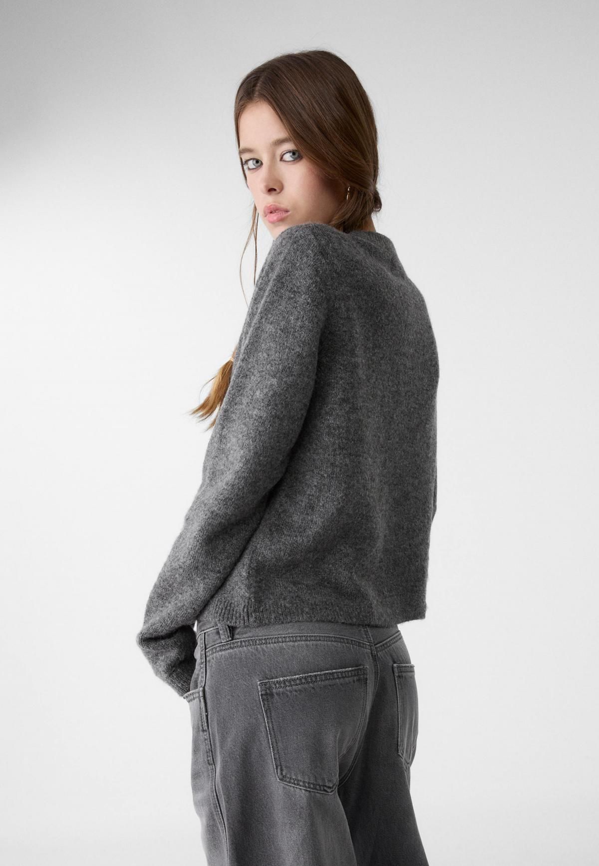 스트라디바리우스 라운드넥 버튼업 니트 가디건 8559/320 DARK GREY - 상세 이미지 2