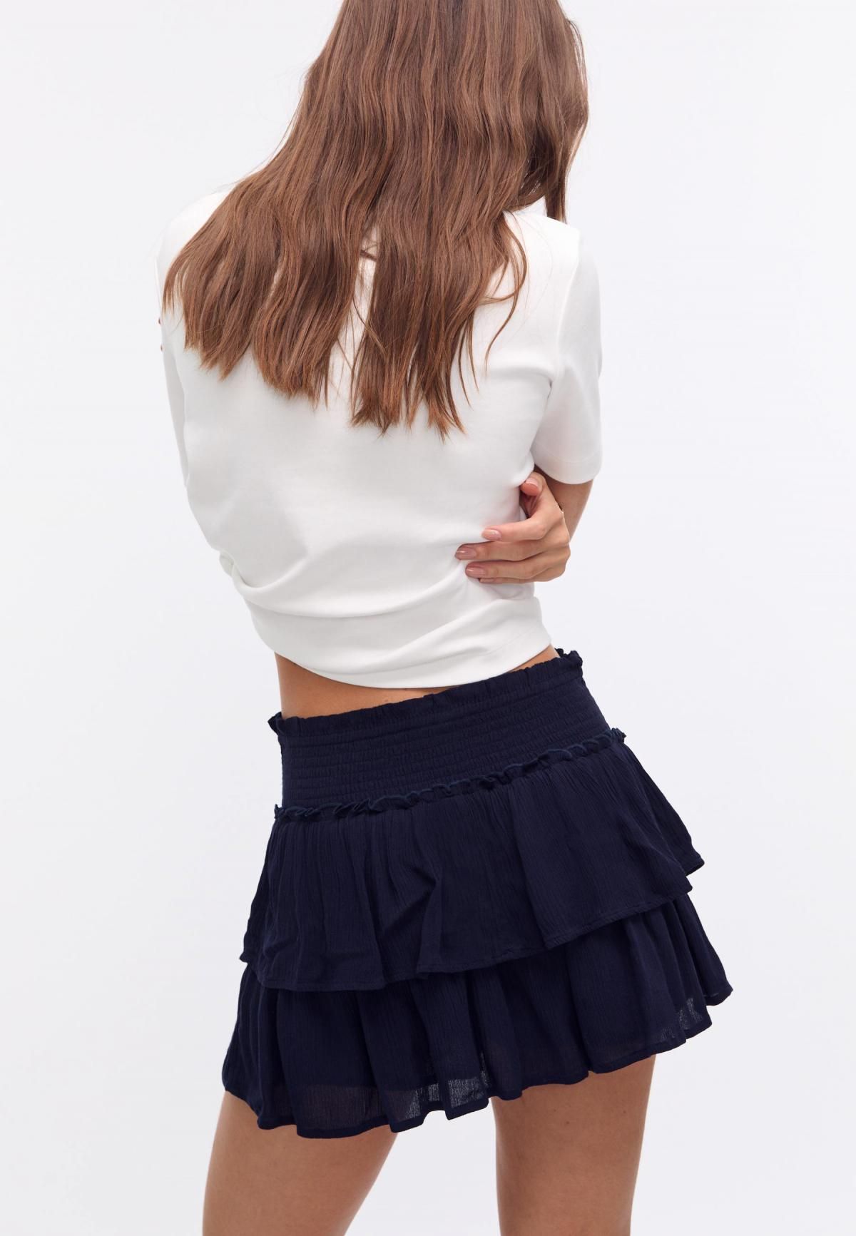 스트라디바리우스 스모크 밴딩 러플 미니 스커트 1369/476 NAVY BLUE - 상세 이미지 4
