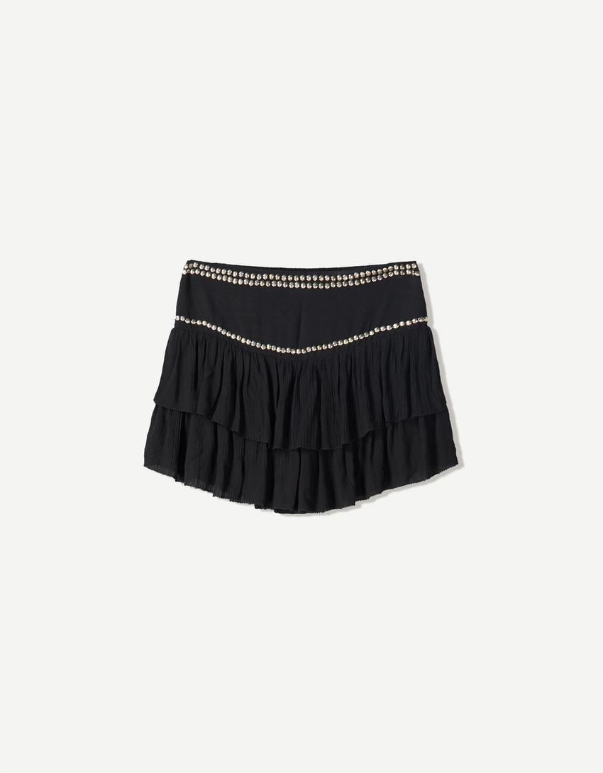 버쉬카 스터드 러플 미니 스커트 6072/494 BLACK - 메인 이미지