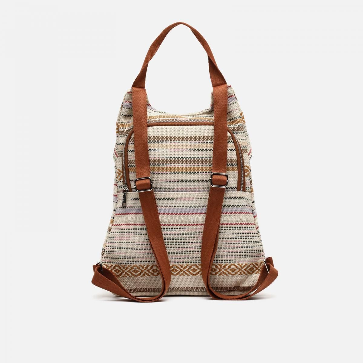 미사코 멀티컬러 자카드 프린트 도난방지 백팩 MICU-4800234117019 BEIGE - 상세 이미지 3