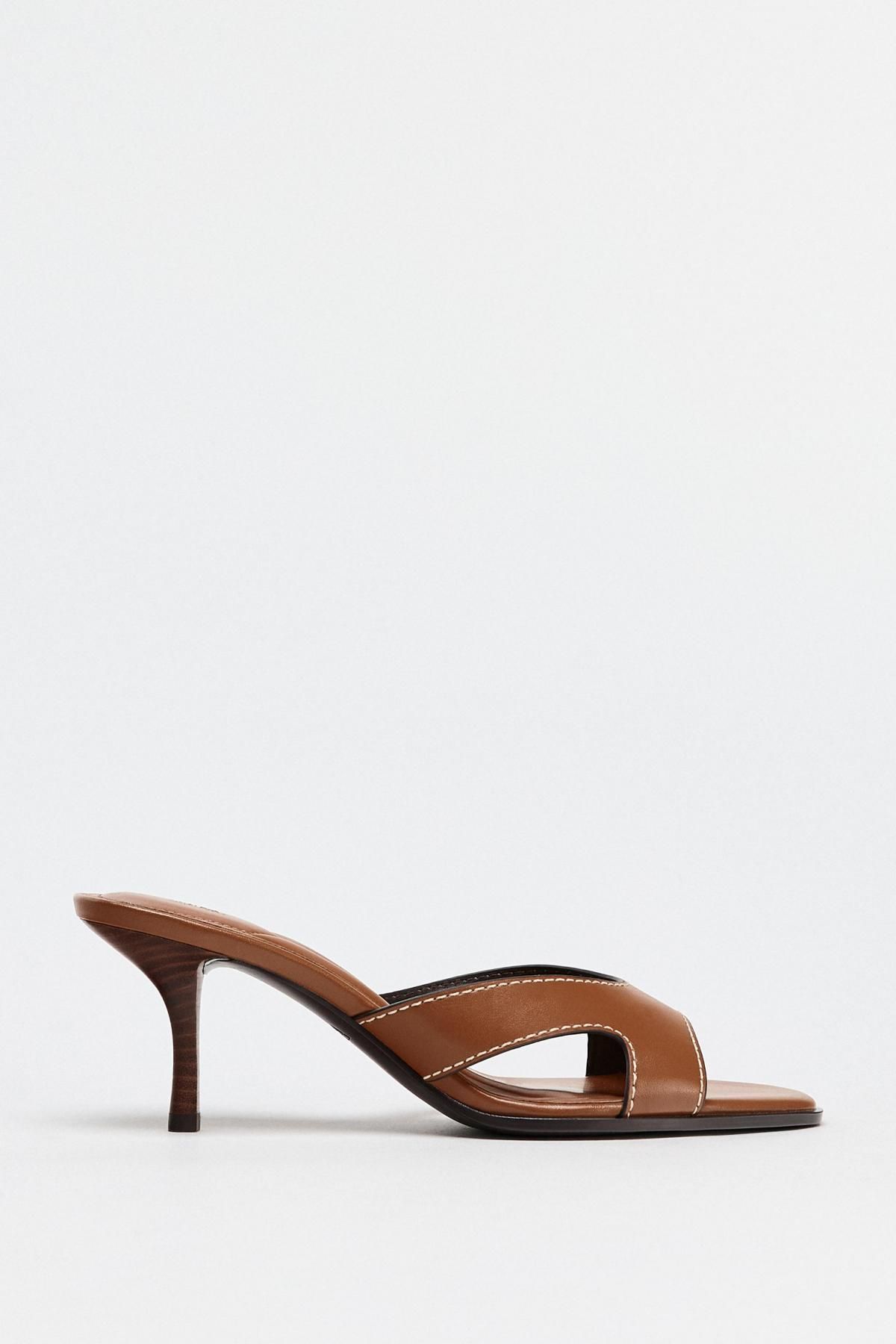 자라 탑스티칭 하이힐 샌들 2311/510 BROWN - 메인 이미지