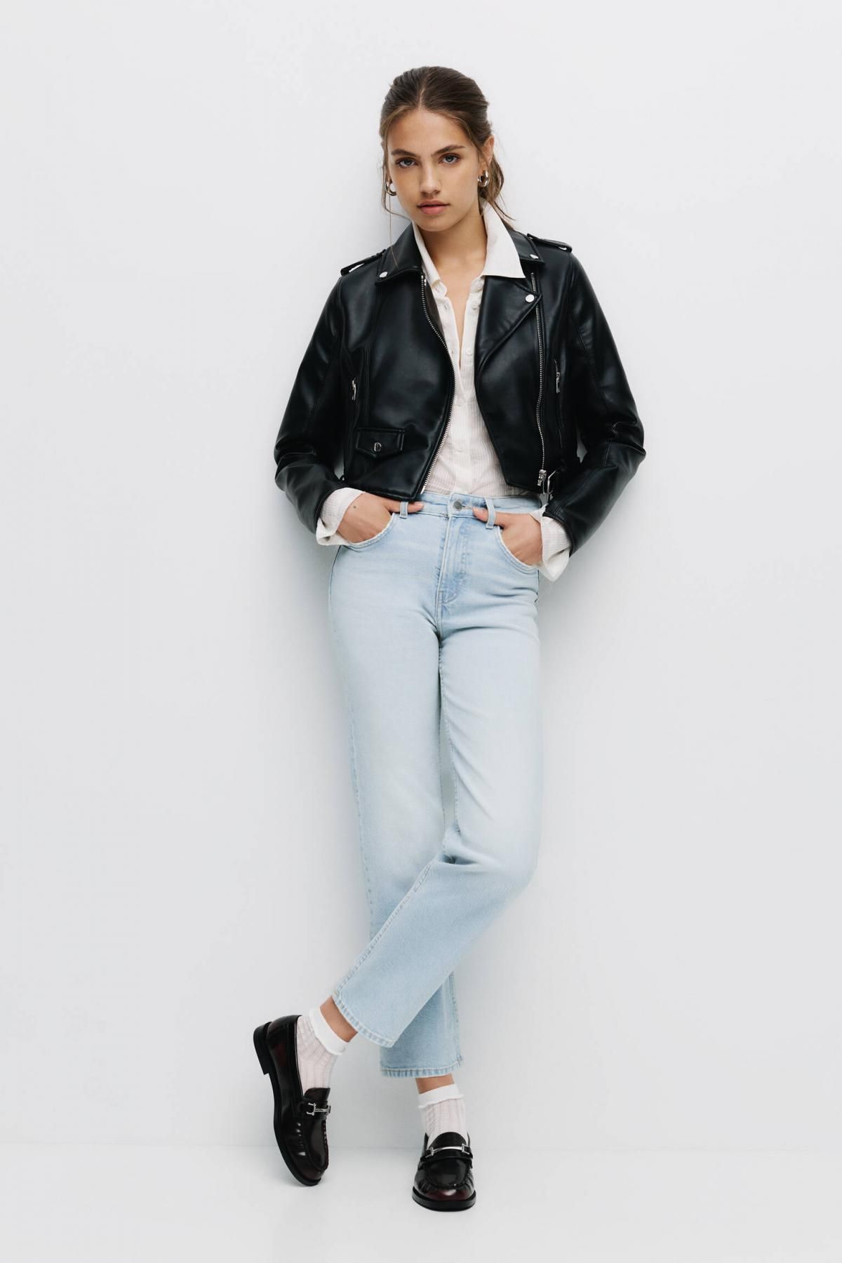 풀앤베어 하이웨이스트 연청 스트레이트핏 청바지 7683/403 PALE BLUE - 상세 이미지 2
