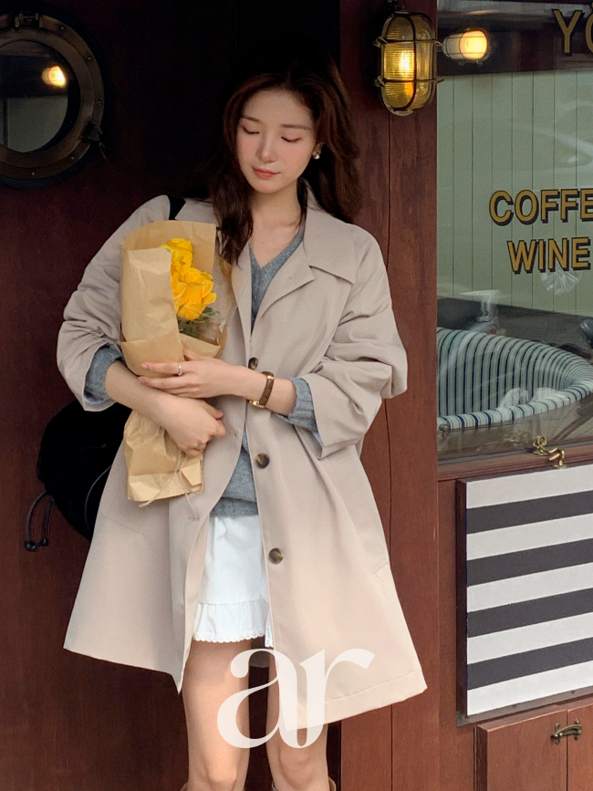 메종드 싱글 하프 트렌치 코트 ct1605 - 상세 이미지 2