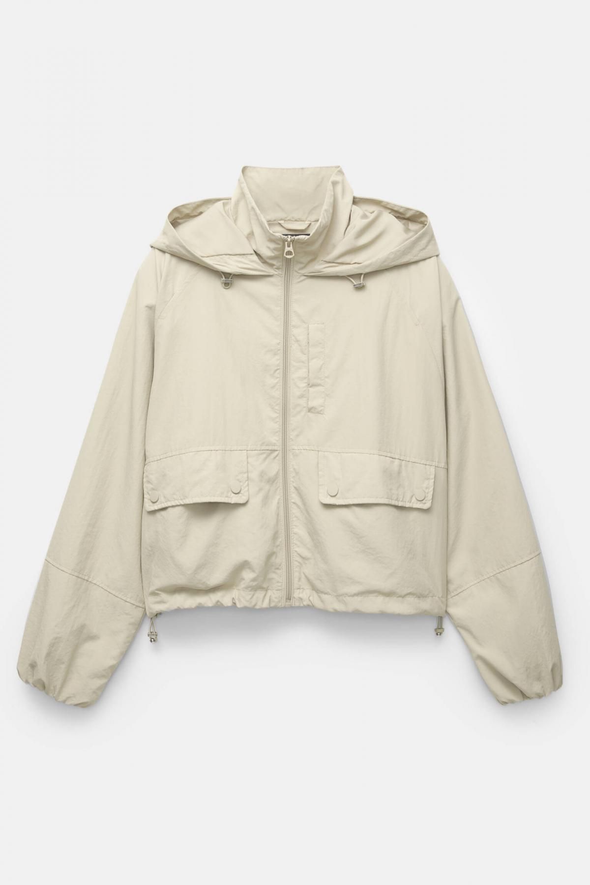 풀앤베어 라이트웨이트 바람막이 후드 크롭 재킷 3717/333 MEDIUM KHAKI - 메인 이미지