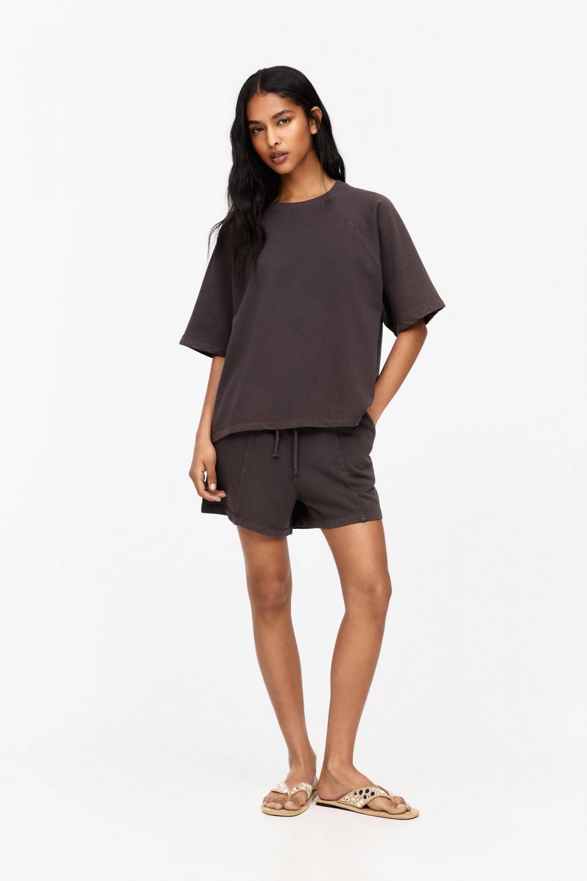 풀앤베어 워싱 코튼 트랙쇼트 밴딩 심플 7696/301 BROWN - 상세 이미지 3