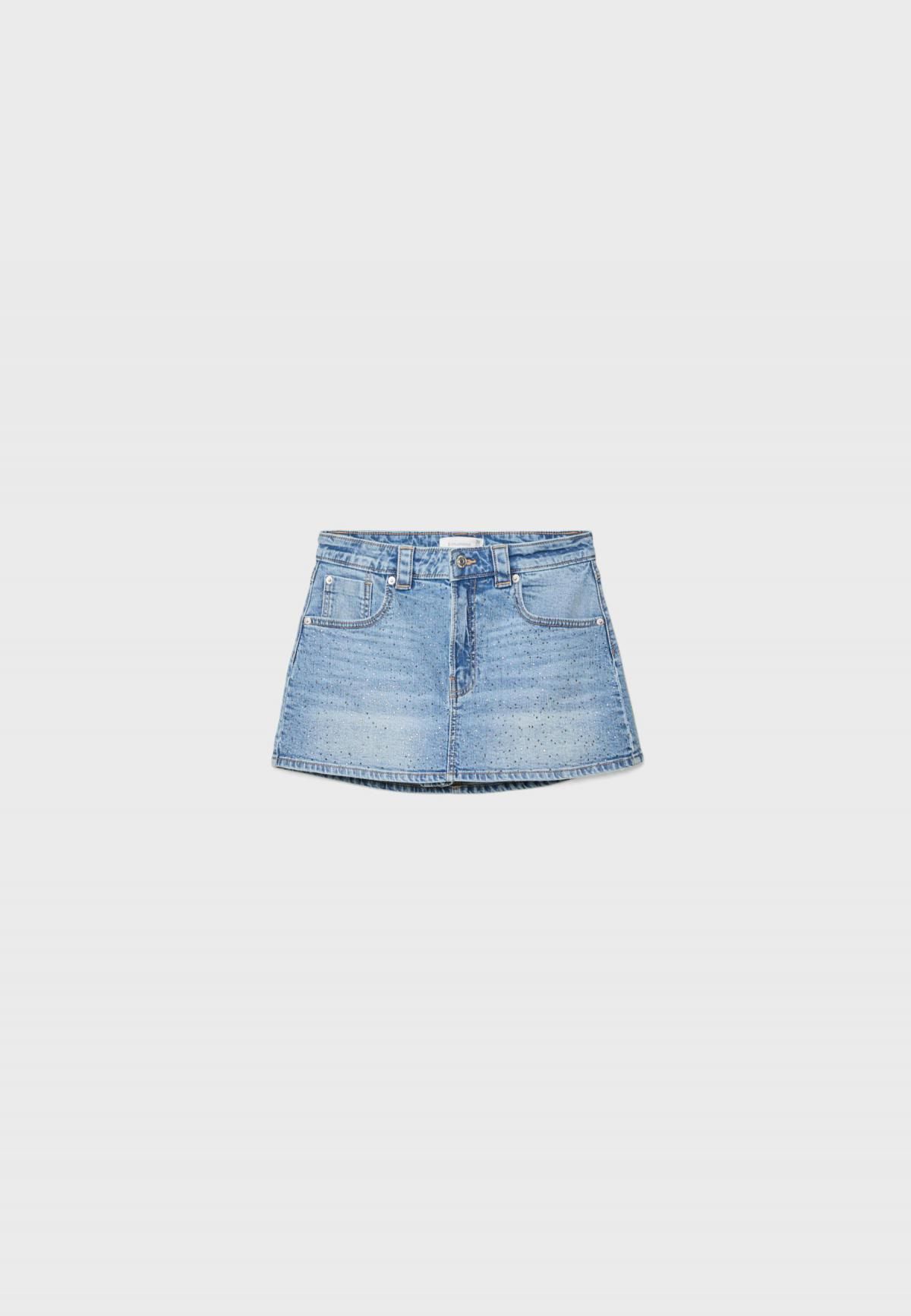 스트라디바리우스 라인스톤 데님 스커트 팬츠 1283/800 MEDIUM BLUE DENIM - 상품 이미지