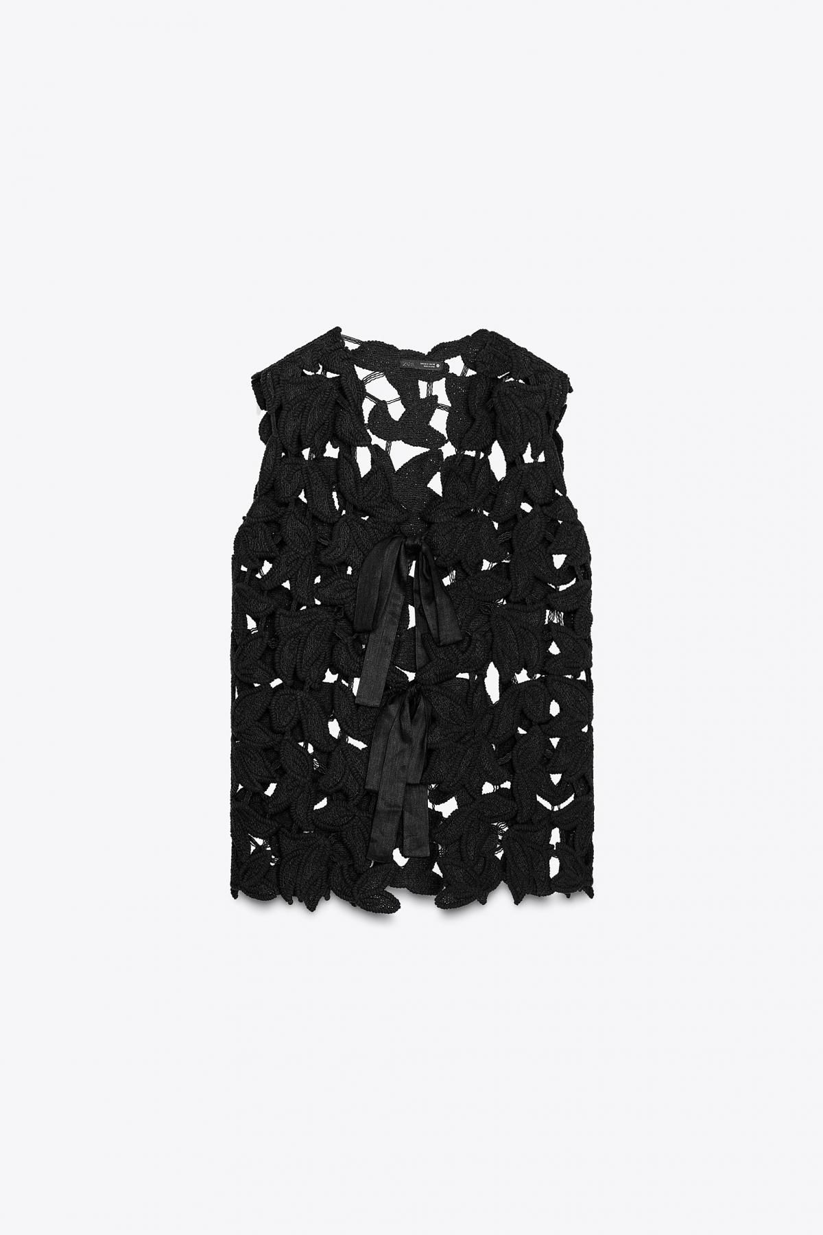 자라 크로셰 브이넥 베스트 4786/242 BLACK - 메인 이미지