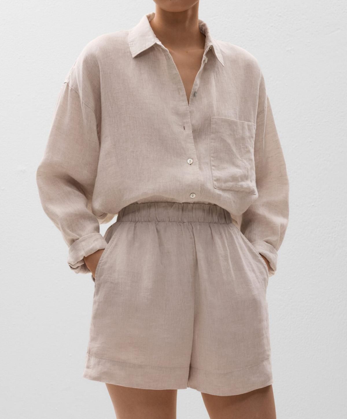 오이쇼 린넨 내추럴 베이지 버뮤다 반바지 3342/874 SANDMELANGE - 상세 이미지 4