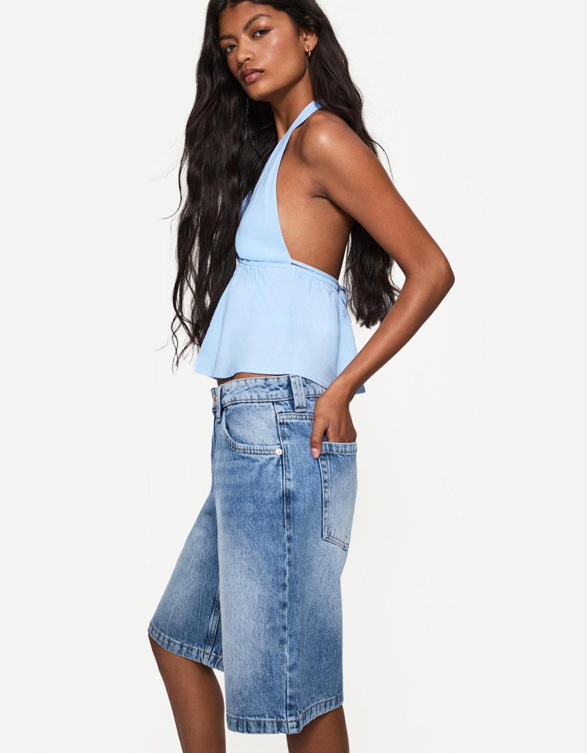 버쉬카 배기 데님 쇼츠 3193/335 LIGHT BLUE - 상세 이미지 5