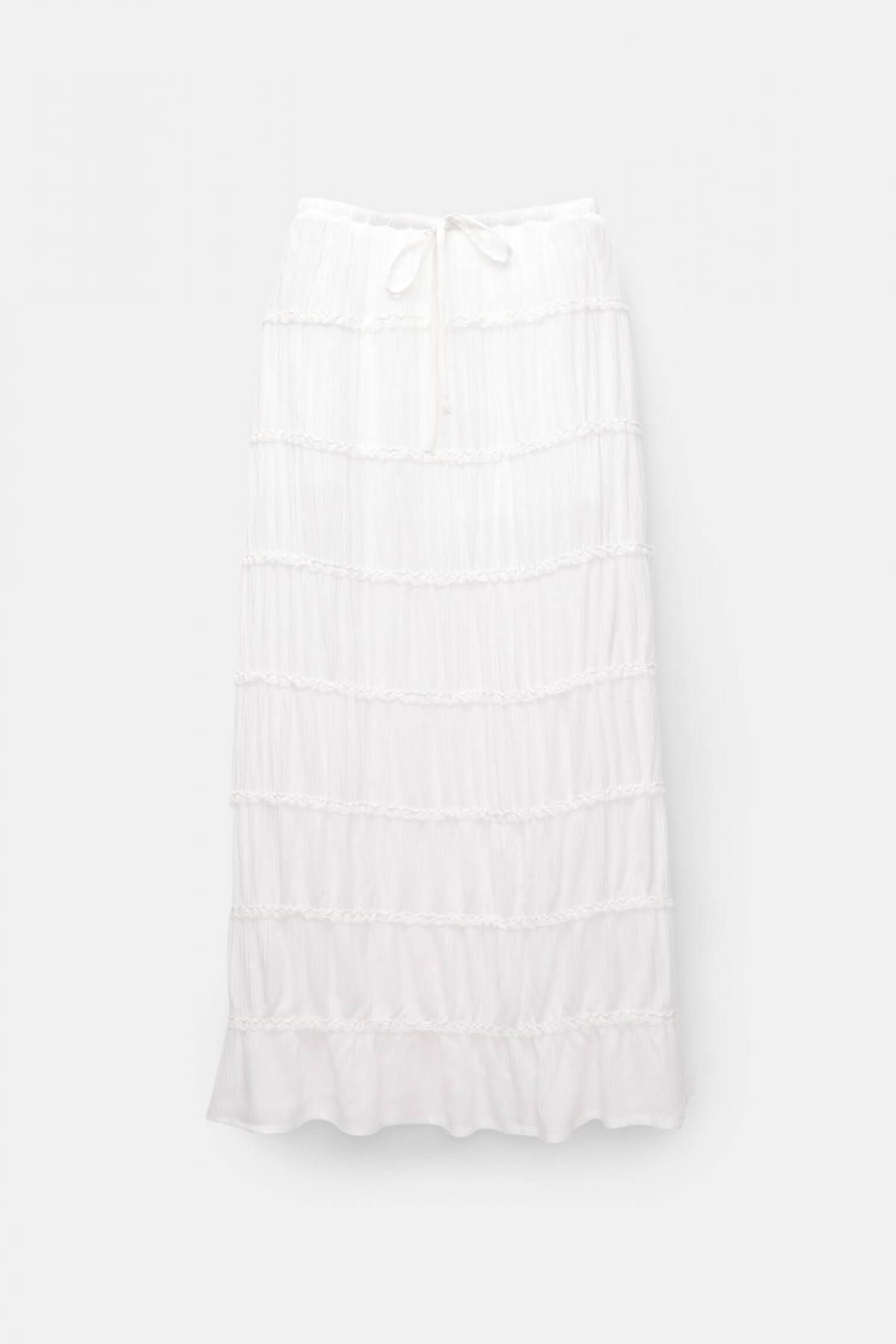 풀앤베어 러스틱 패널 미디 스커트 밴딩 3360/334 WHITE - 상품 이미지