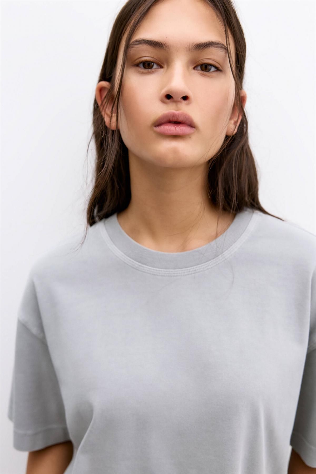 풀앤베어 오버핏 라운드넥 반팔 티셔츠 3245/331 GREY - 상세 이미지 5