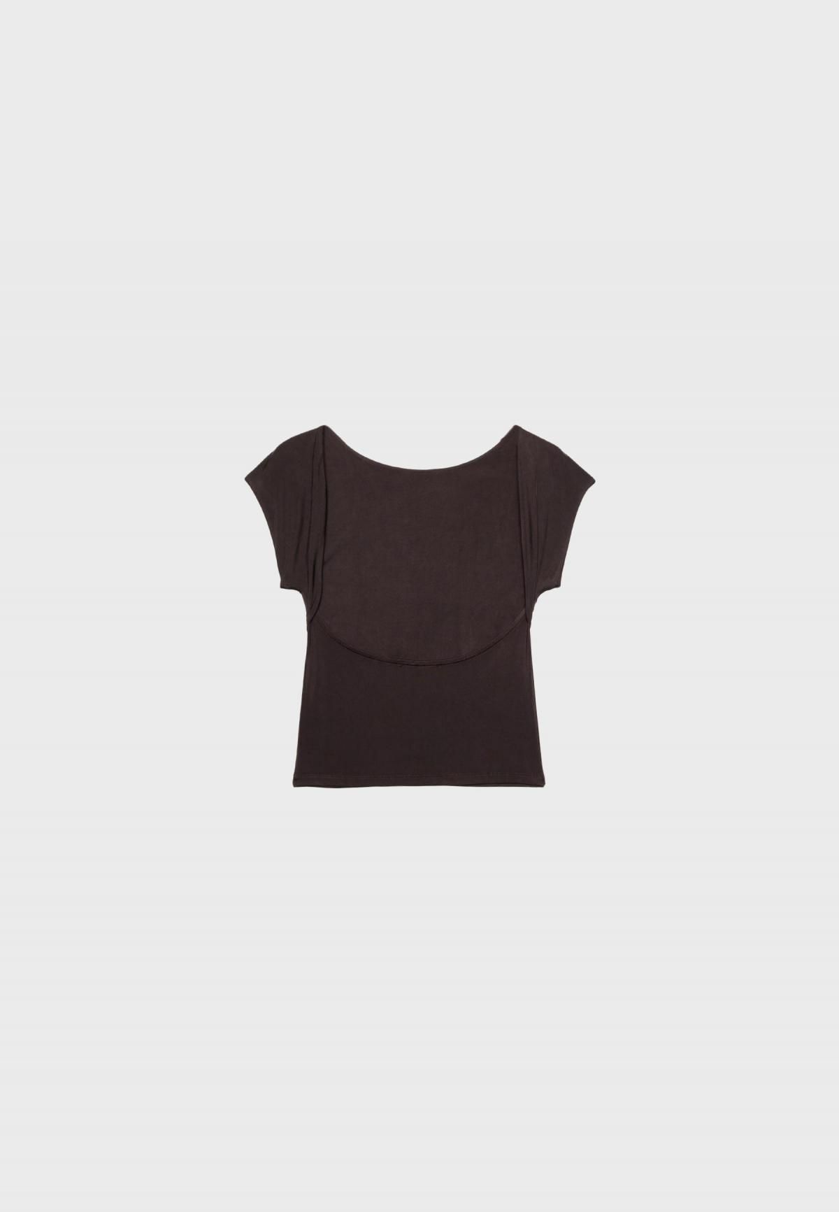 스트라디바리우스 오픈백 슬림핏 라운드넥 반팔 티셔츠 6746/566 BROWN - 상세 이미지 2