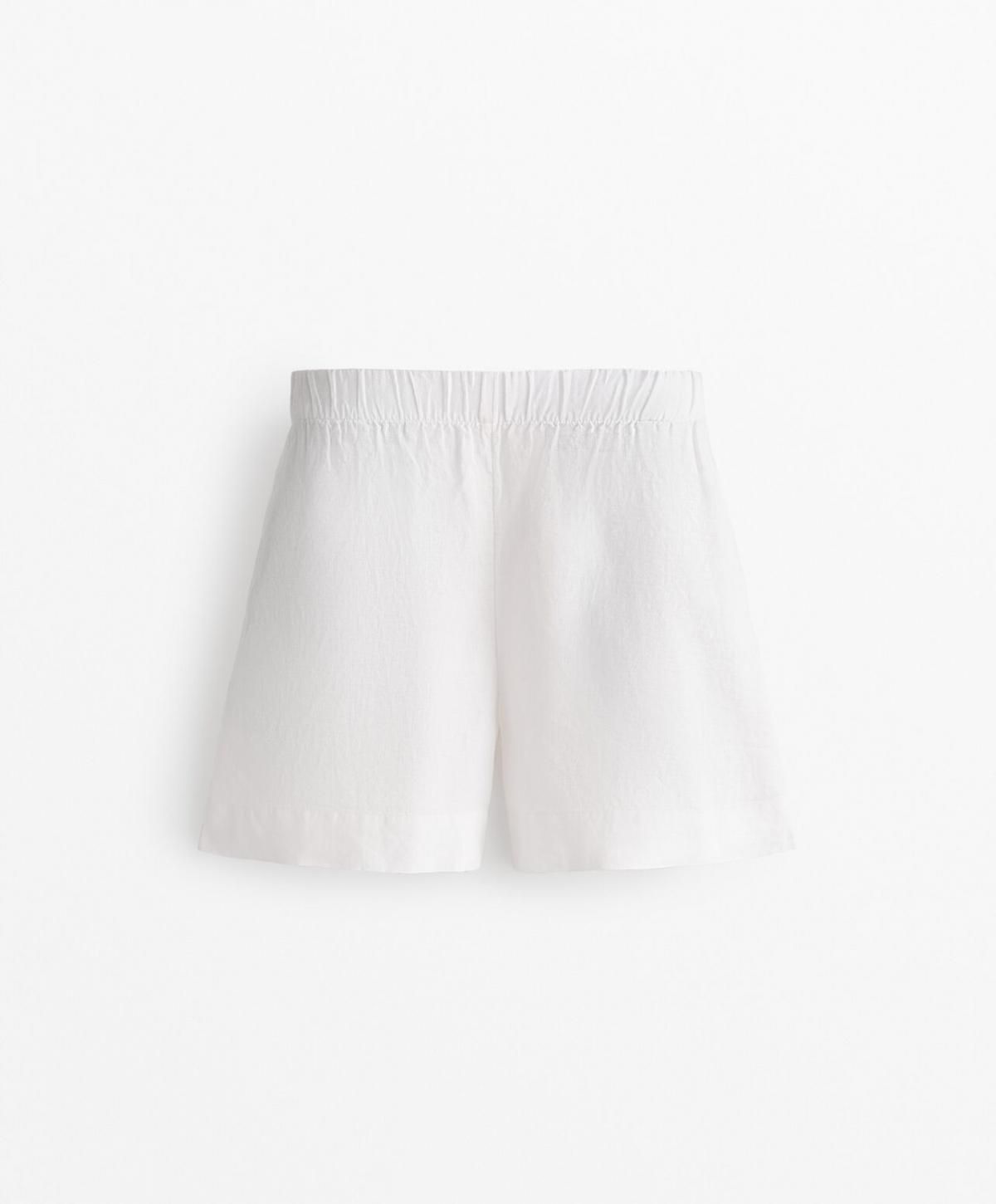 오이쇼 린넨 100 내추럴 와이드 밴딩 반바지 3342/874 WHITE - 메인 이미지