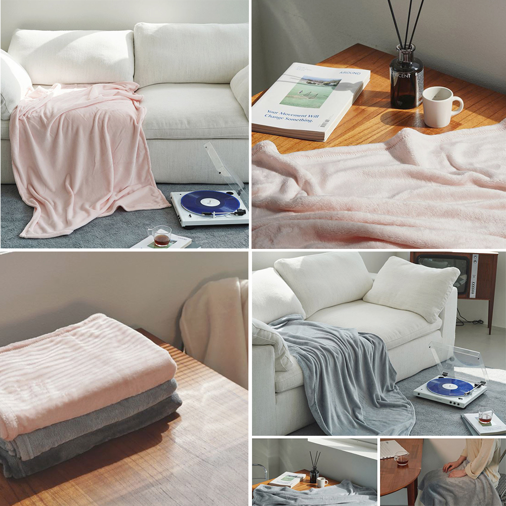 휴대용 극세사 담요 차량용 밍크 보온 차박 이불 - 상품 이미지