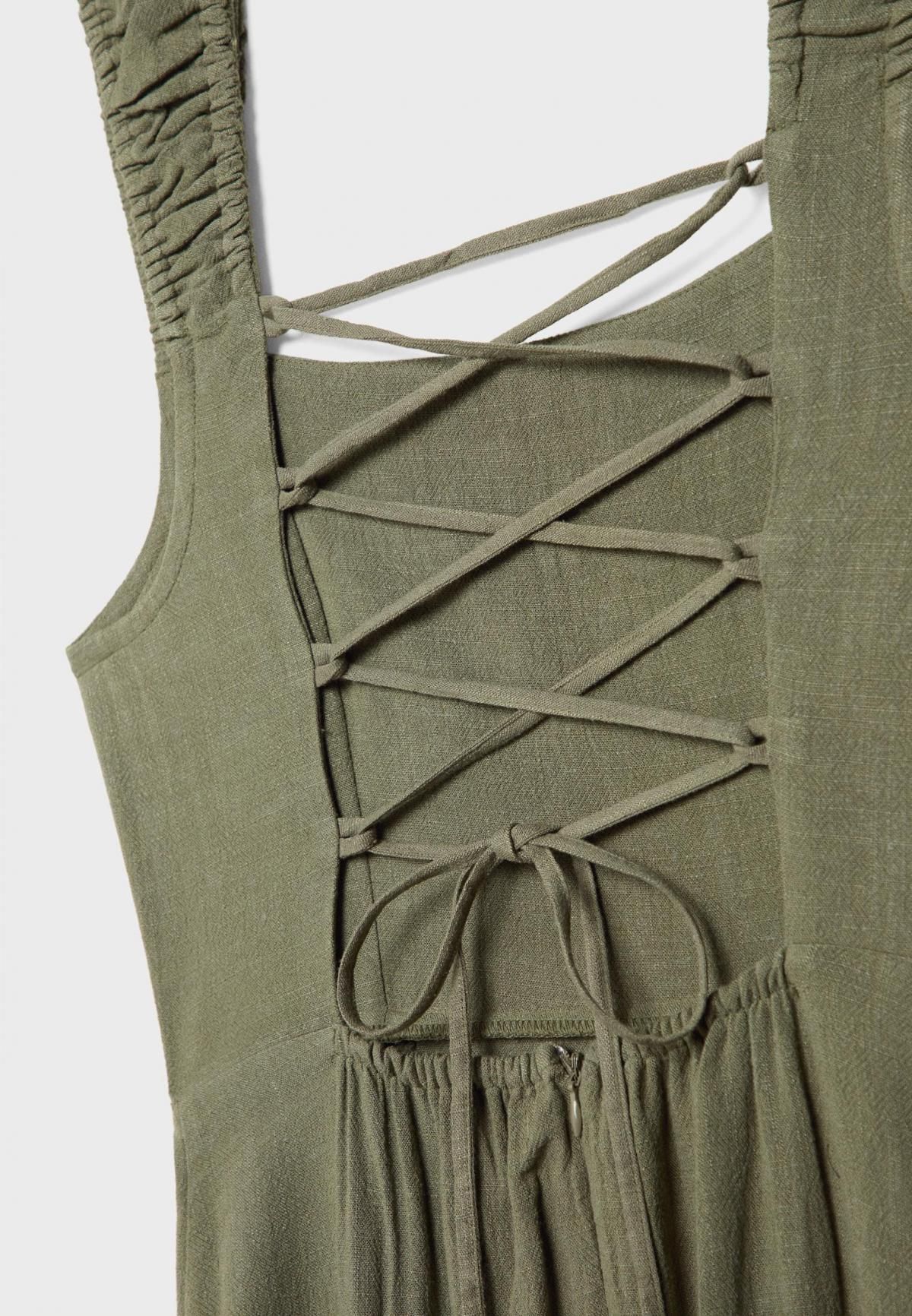 스트라디바리우스 린넨블렌드 플루이드 크로스백 롱 원피스 7178/103 KHAKI - 상세 이미지 5