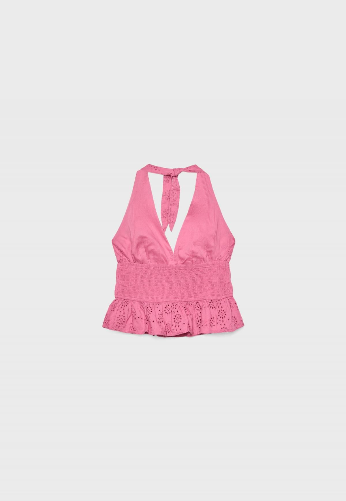 스트라디바리우스 에스닉 펀칭 자수 핑크 홀터넥 탑 2080/679 NUDE PINK - 상세 이미지 2
