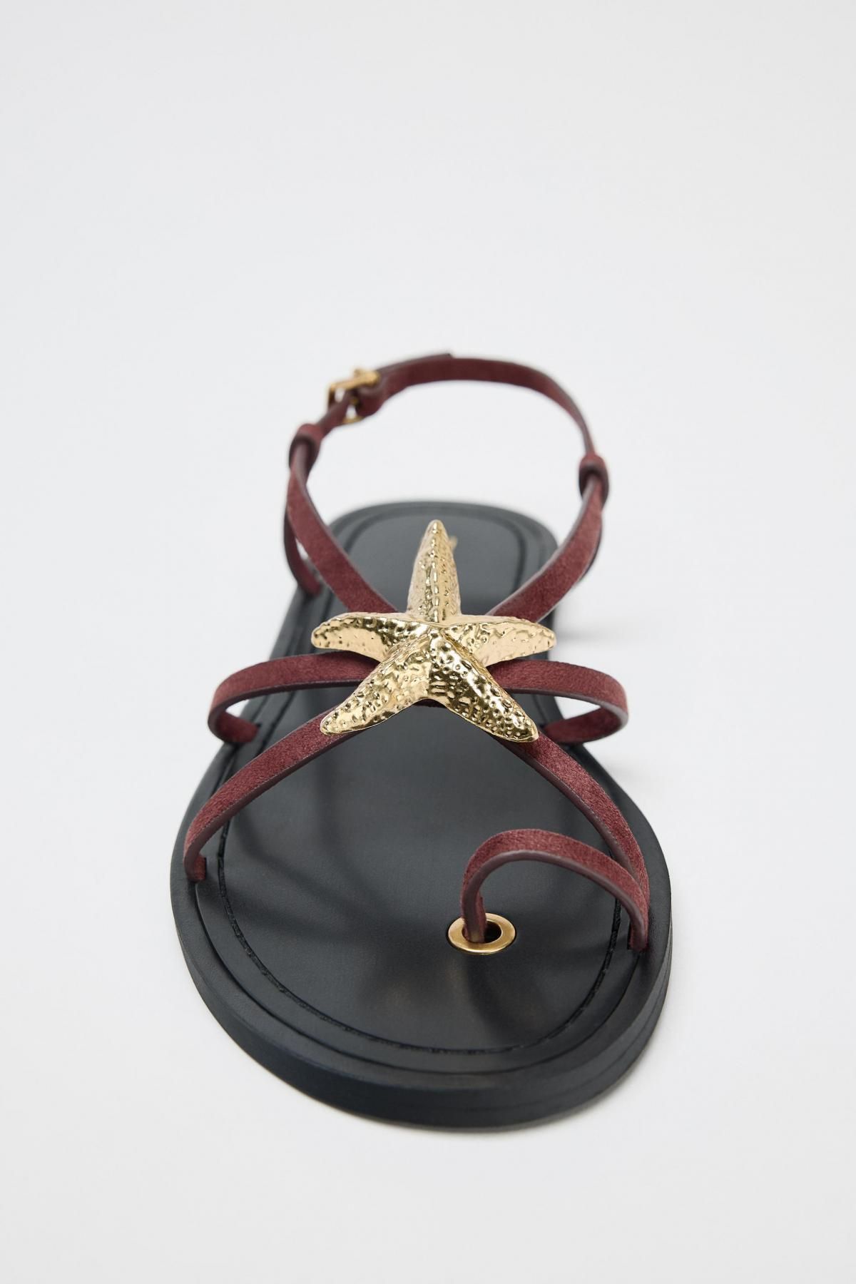 자라 메탈 디테일 미니멀 스트랩 샌들 2641/610 BURGUNDY RED - 상세 이미지 4