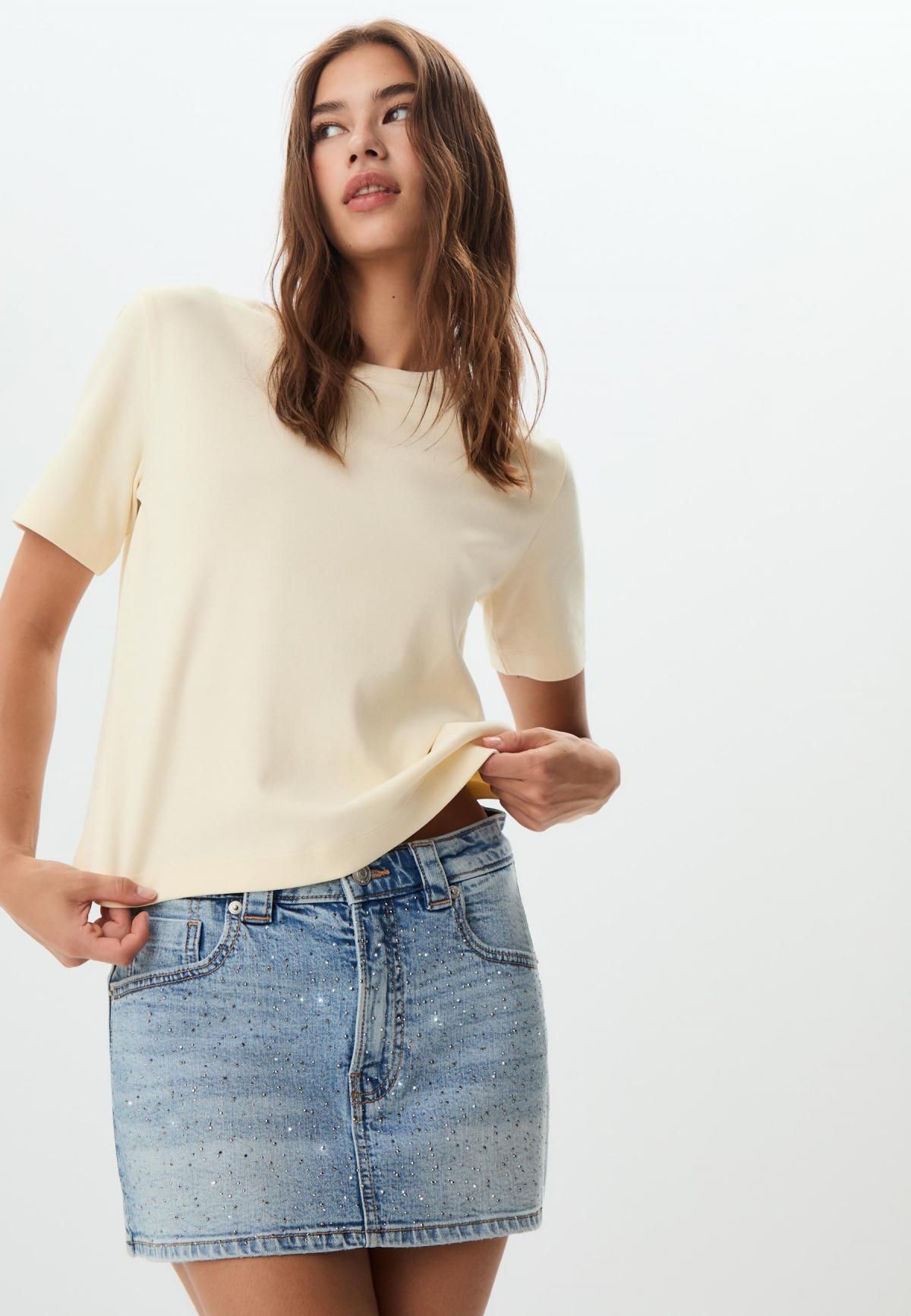 스트라디바리우스 라인스톤 데님 스커트 팬츠 1283/800 MEDIUM BLUE DENIM - 상세 이미지 5