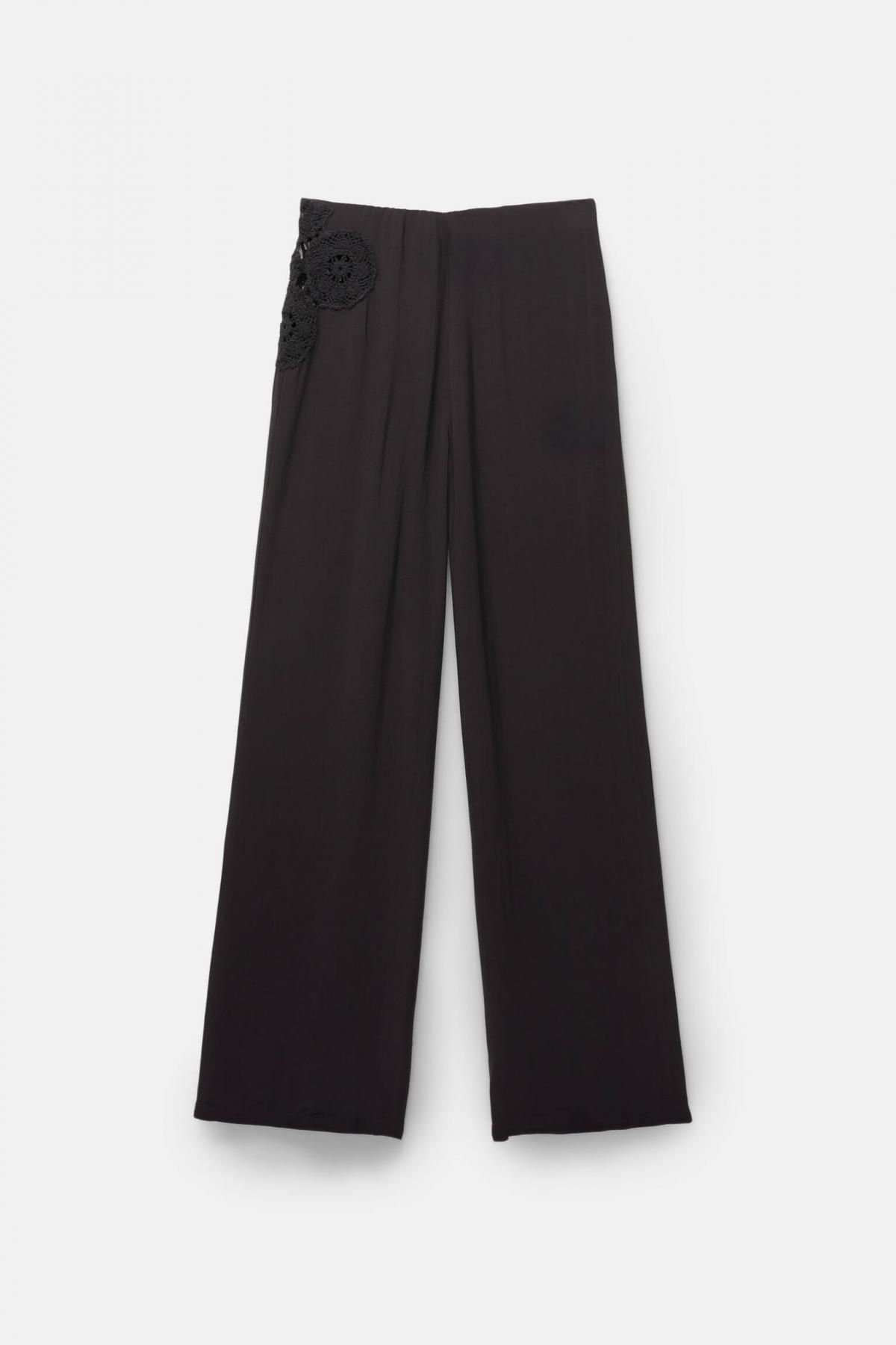 풀앤베어 크로셰 자수 와이드 러스틱 팬츠 7675/308 BLACK - 상품 이미지