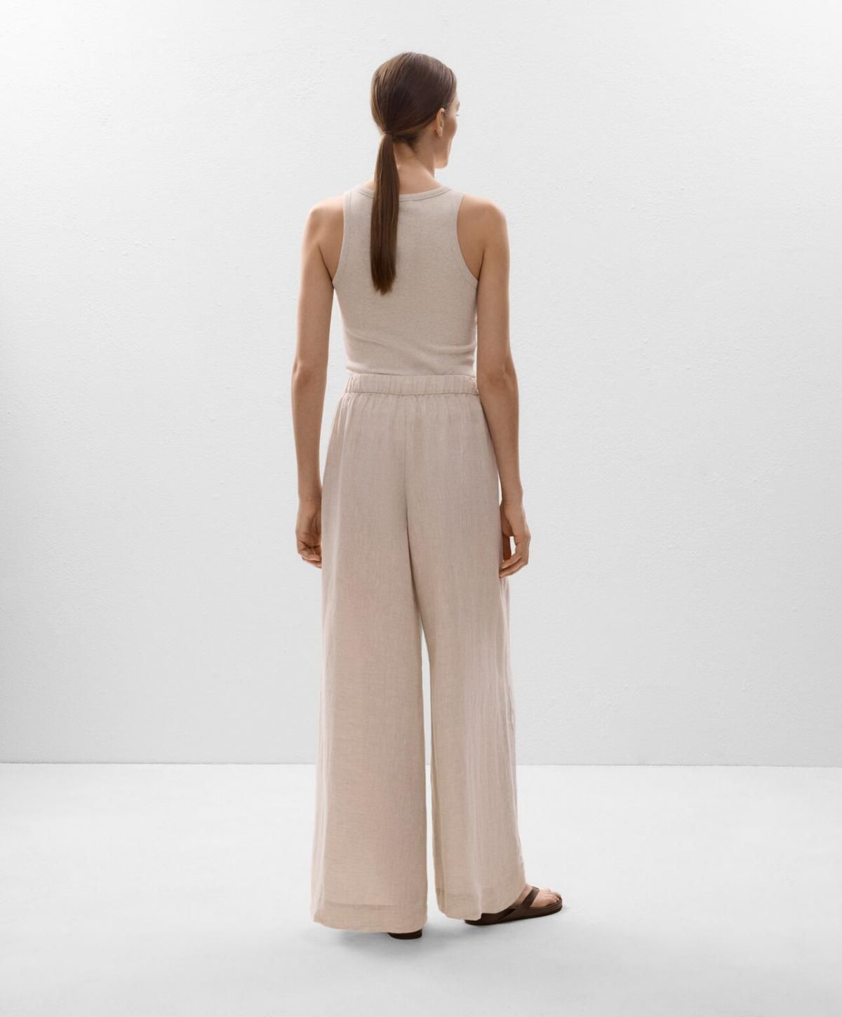 오이쇼 린넨 와이드 스트레이트 팬츠 1738/325 SANDMELANGE - 상세 이미지 5
