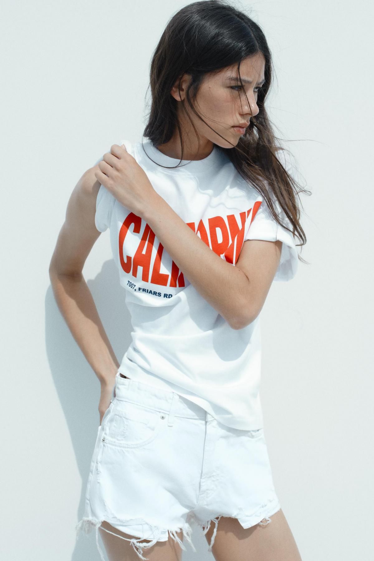 자라 오버사이즈 레터링 라운드넥 반팔 티셔츠 0264/801 WHITE - 상세 이미지 4