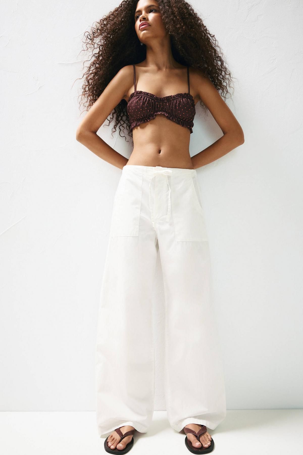 풀앤베어 코튼 와이드 배기 팬츠 7675/315 WHITE - 상세 이미지 2