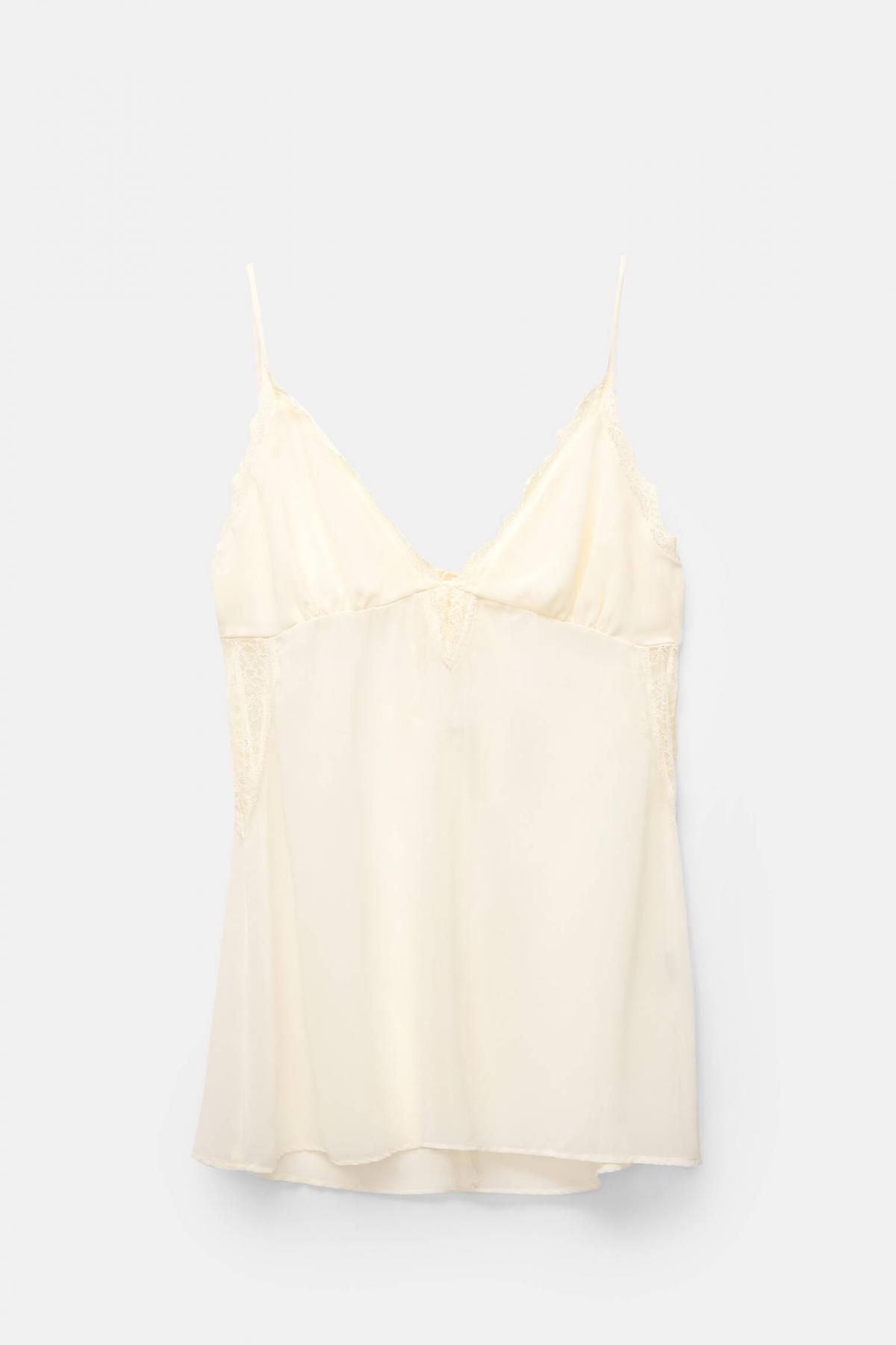 풀앤베어 레이스 디테일 슬리브리스 캐미솔 7472/408 CREAM - 상품 이미지
