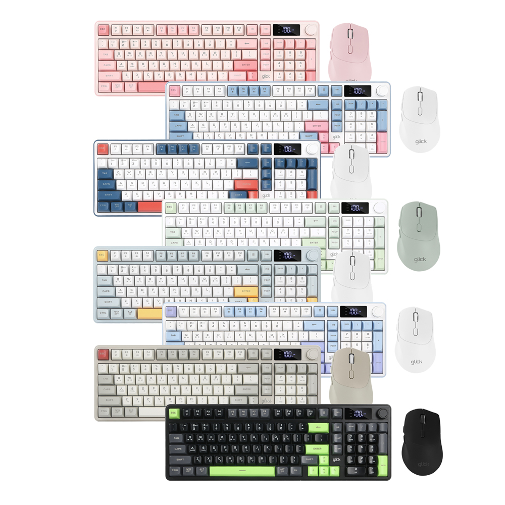 지클릭커 오피스프로 WMK50 사일런스 M RGB 풀윤활 무소음 방수 무선 블루투스 LCD 98 키보드 마우스 세트 Gundam - 상세 이미지 2