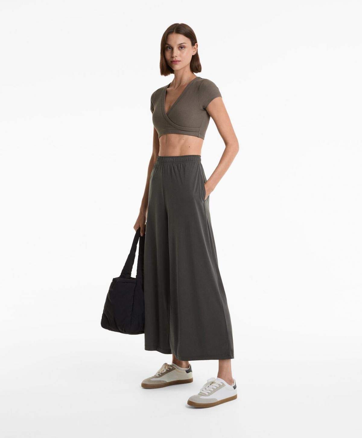 오이쇼 모달 와이드 크롭 팬츠 웨이스트 스트레치 6248/555 ANTHRACITE - 상세 이미지 5