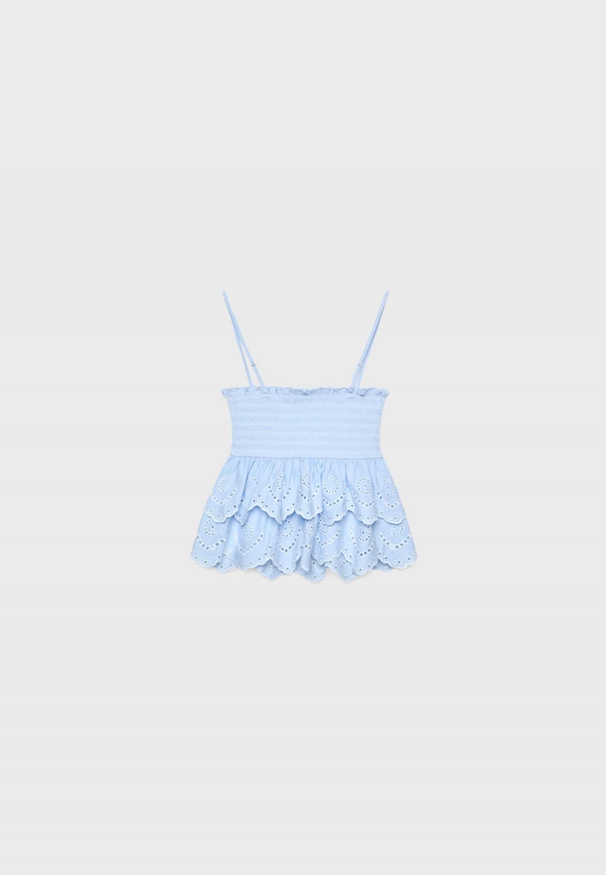 스트라디바리우스 러플 자수 컷워크 민소매 블라우스 2680/625 SKY BLUE - 상세 이미지 2