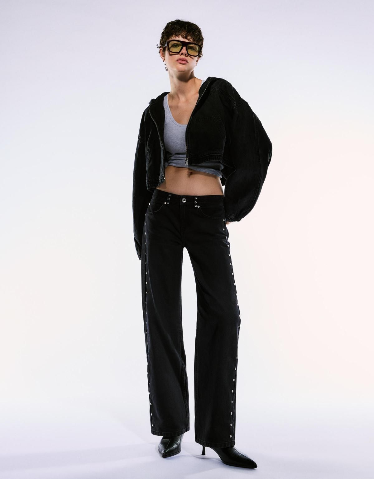 버쉬카 스터드 배기핏 블랙 데님 팬츠 5264/534 BLACK - 상세 이미지 4