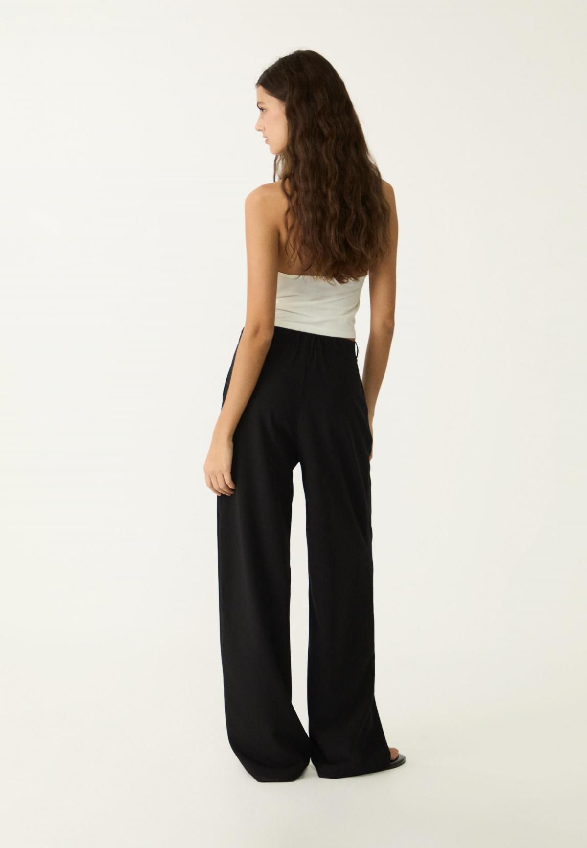 스트라디바리우스 하이웨이스트 와이드 벨트 디테일 팬츠 1152/179 BLACK - 상세 이미지 4