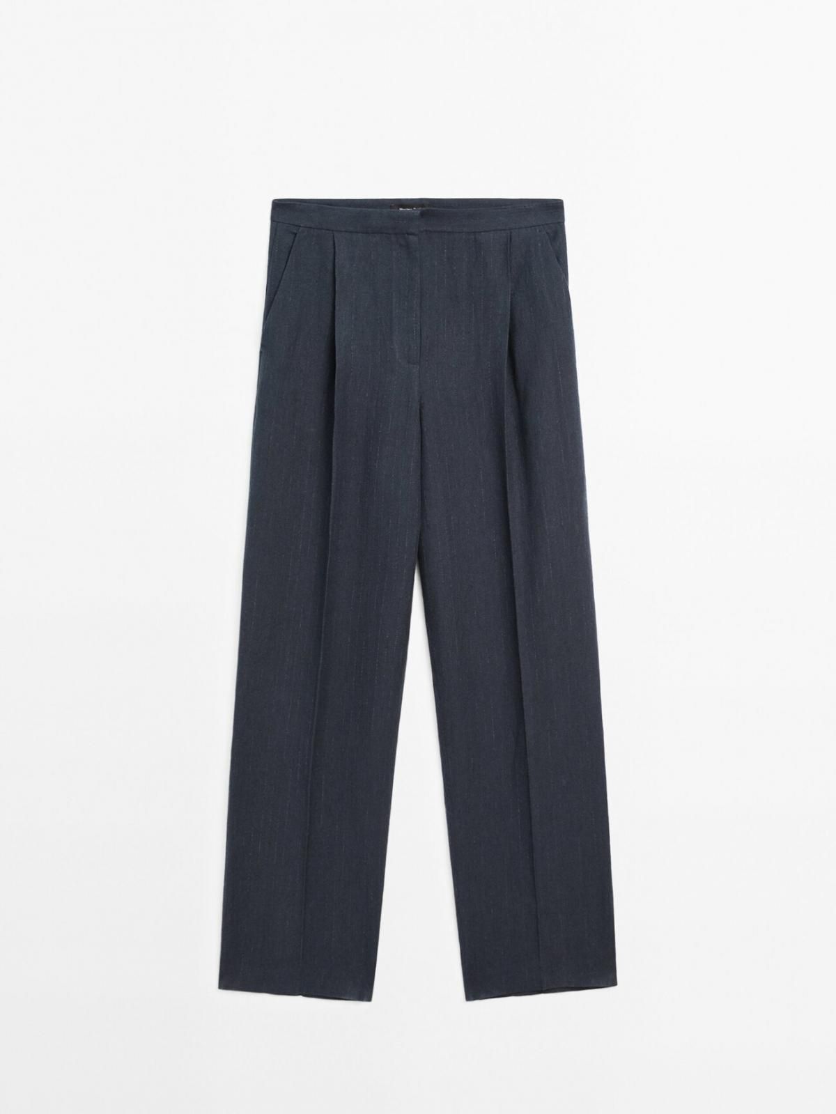 마시모두띠 테크니컬 린넨 핀스트라이프 정장 팬츠 5057/671 NAVY BLUE - 상품 이미지
