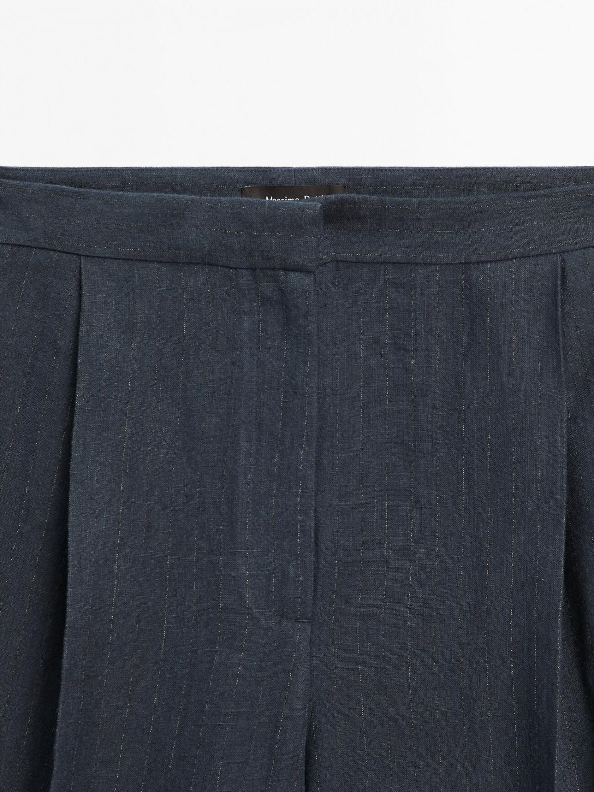 마시모두띠 테크니컬 린넨 핀스트라이프 정장 팬츠 5057/671 NAVY BLUE - 상세 이미지 4