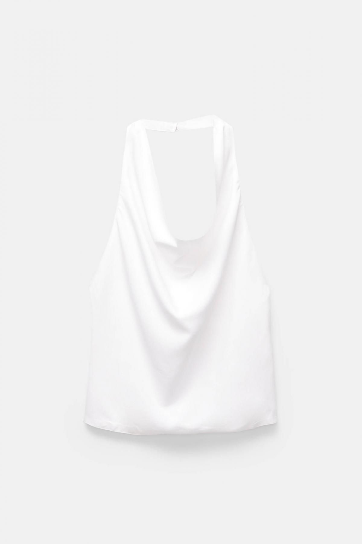 풀앤베어 새틴 드레이프 홀터넥 민소매 탑 3474/369 WHITE - 상품 이미지